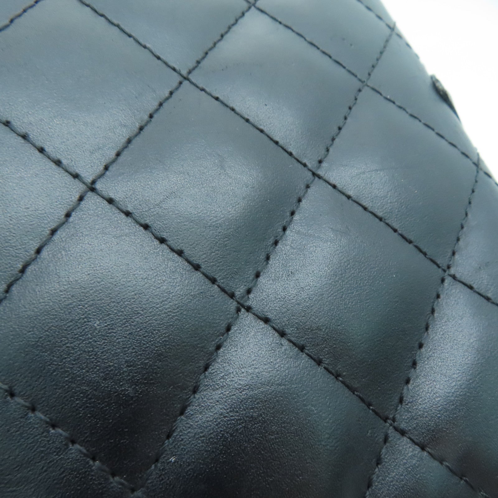 CHANEL 牛皮皮革Long Wallet銀扣長錢包黑色