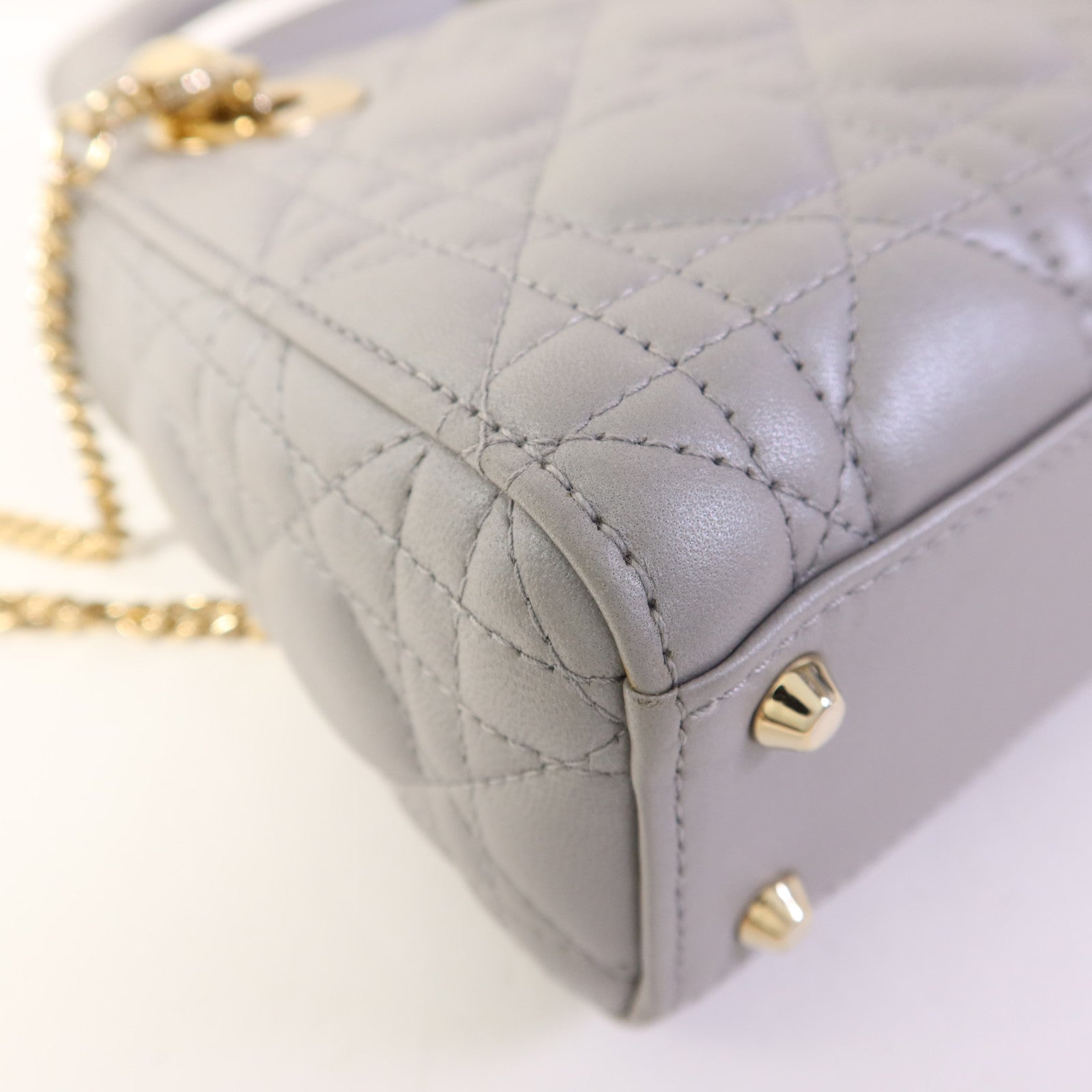 Dior 羊皮皮革Lady Dior Mini金扣手挽肩背兩用袋