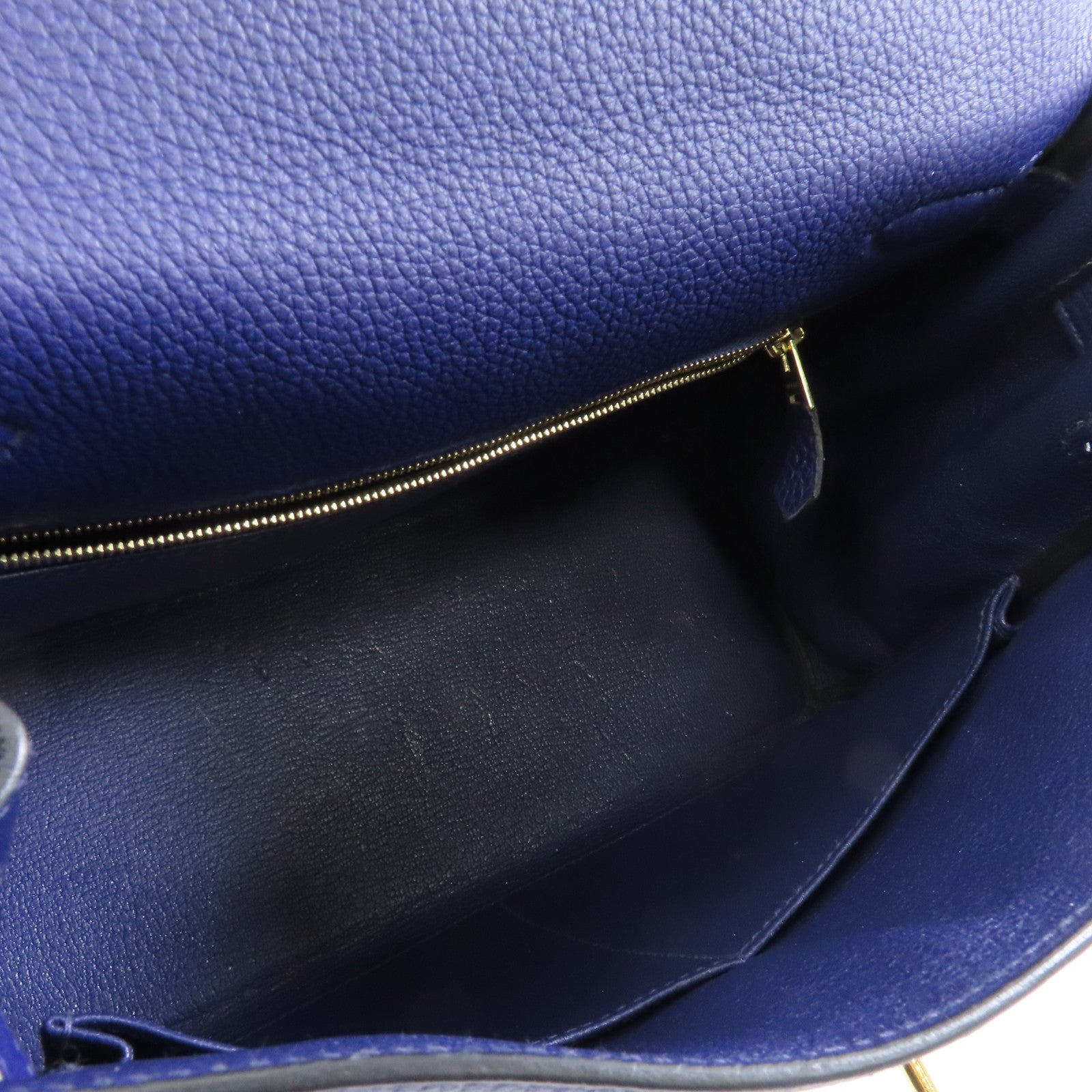 HERMES Togo皮革Kelly 28金扣手挽肩背兩用袋Blue Encre藍色