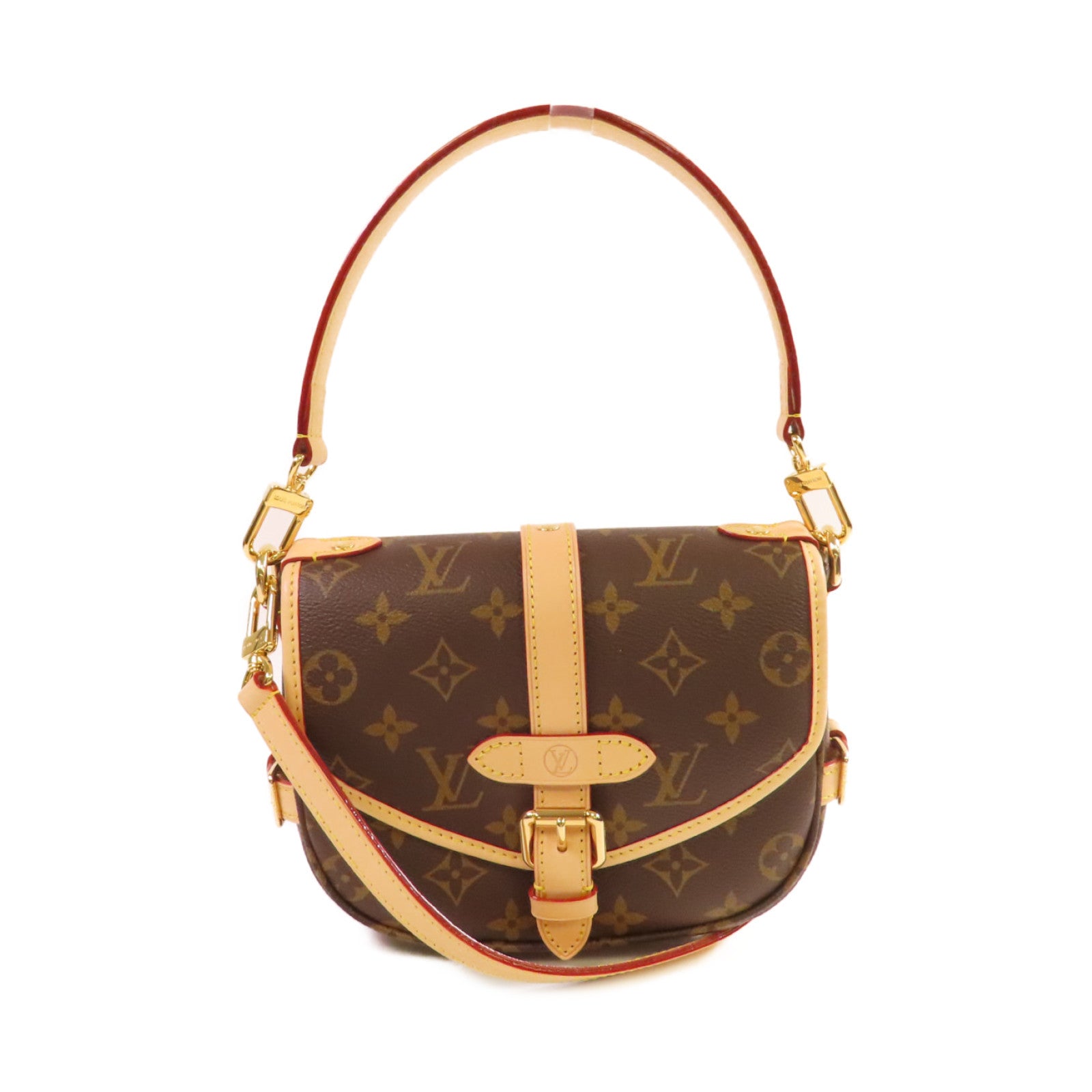 LOUIS VUITTON Monogram Saumur BB 2Way Shoulder Bag金扣手挽肩背兩用袋啡色