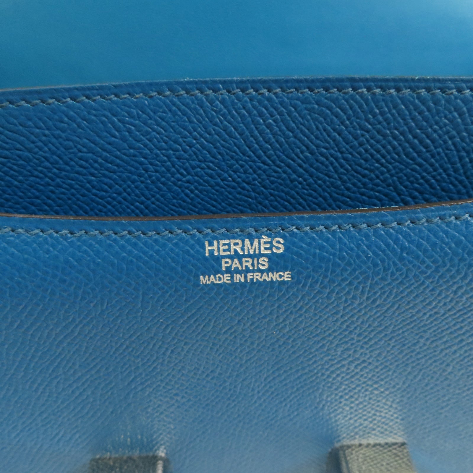HERMES PHW Constance 24 Shoulder Bag Veau Epsom Leather Stamp R 1P Colvert Blue