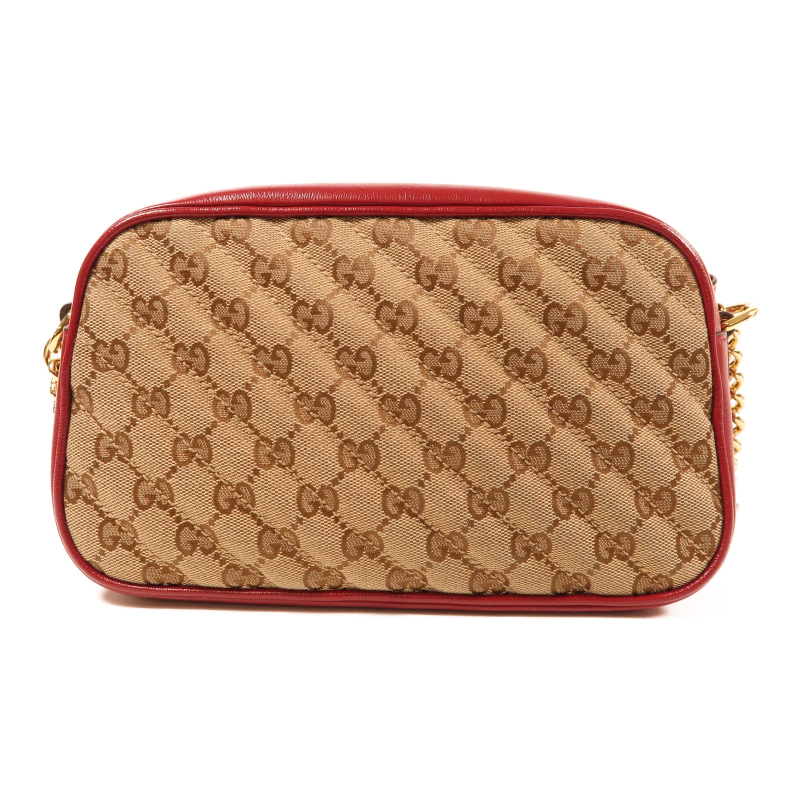 GUCCI 帆布/皮革GG Marmont金扣肩背袋