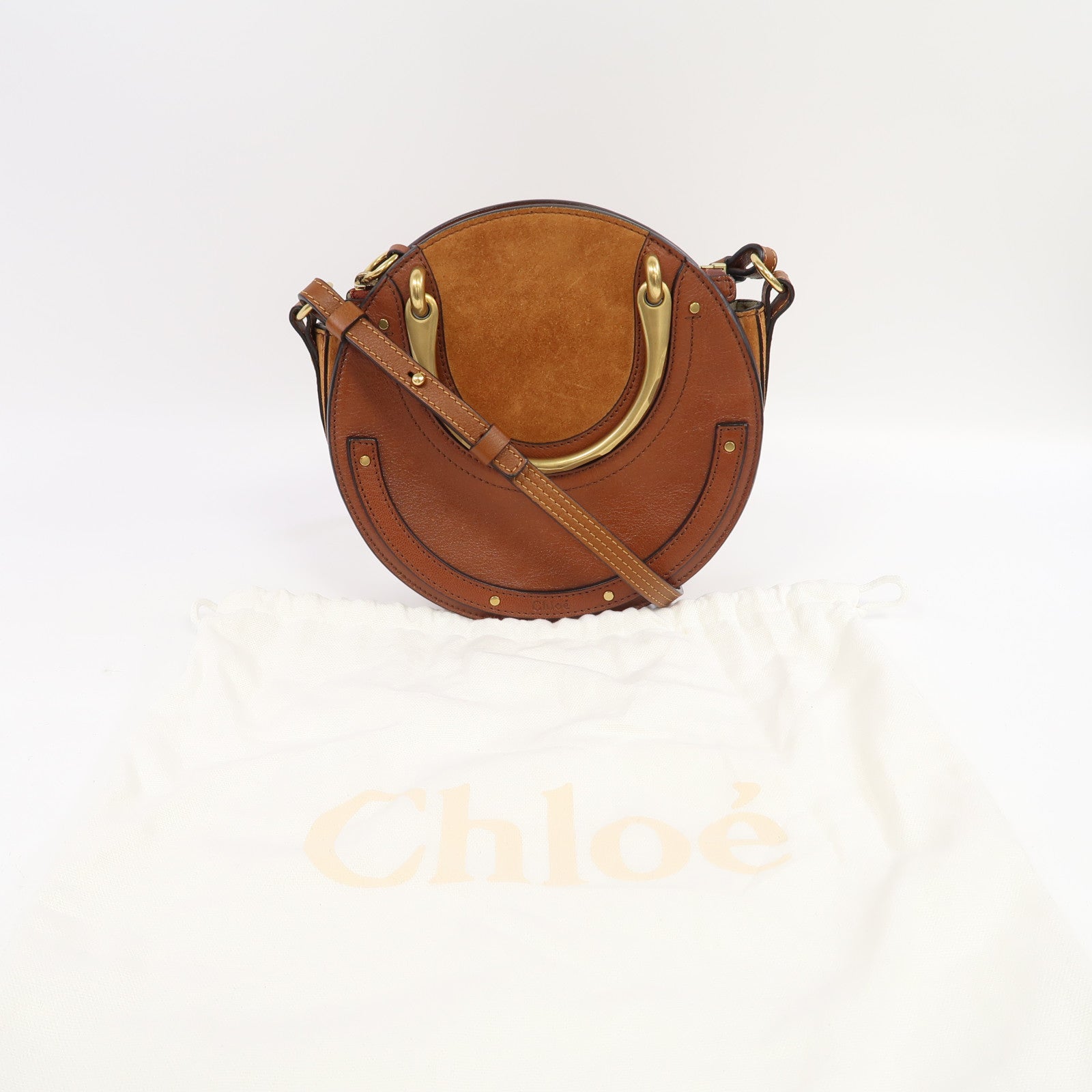Chloe 牛皮皮革Shoulder Bag金扣肩背袋啡色
