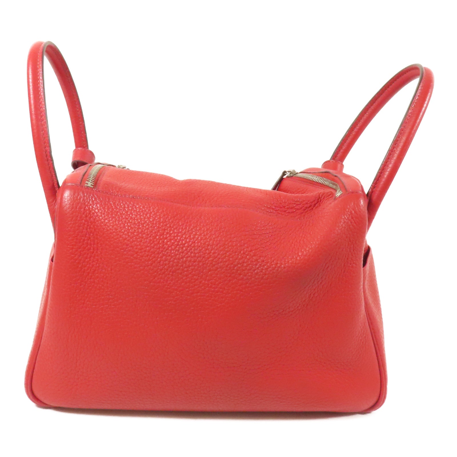 HERMES Clemence皮革Lindy 30銀扣手挽肩背兩用袋Rouge Casaque