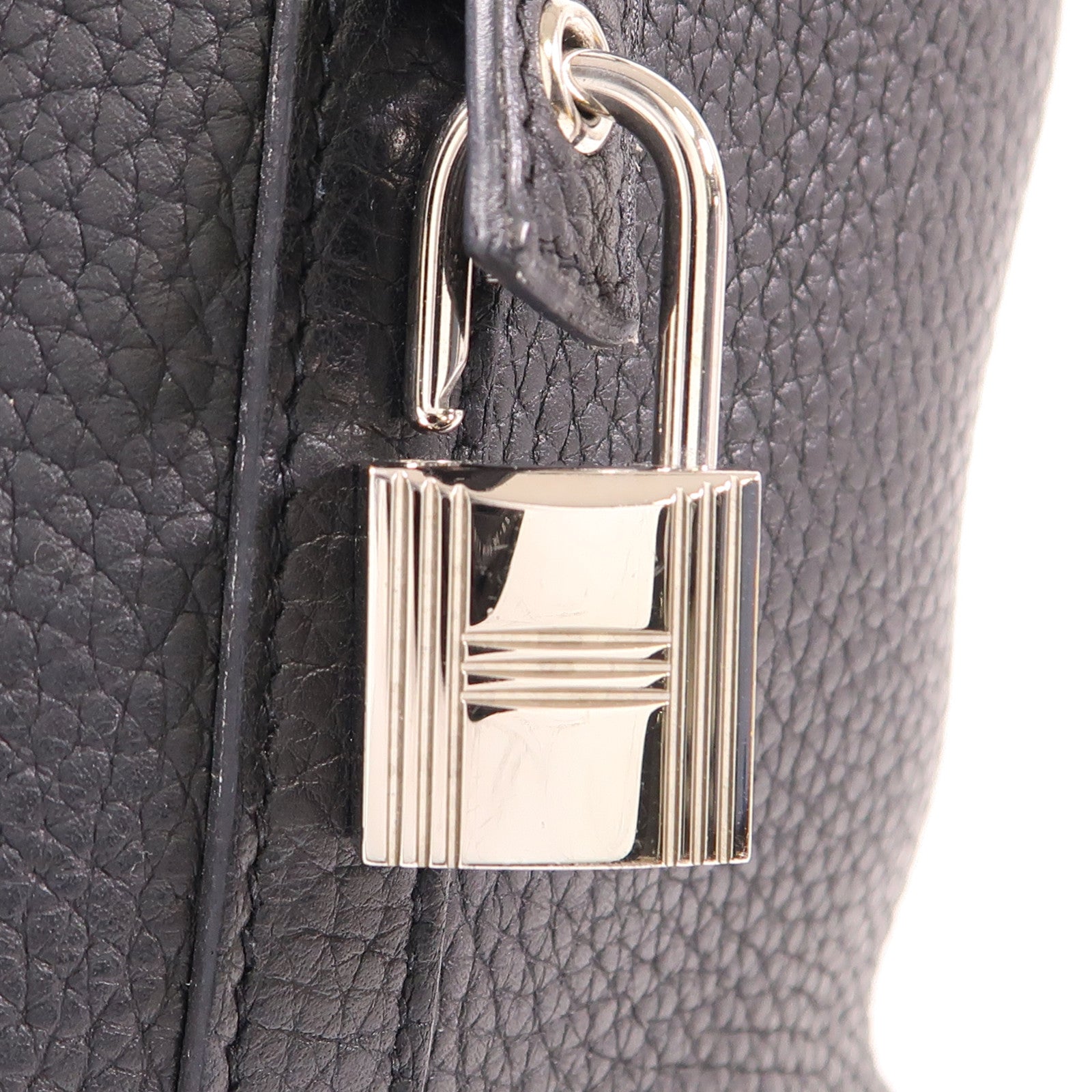 HERMES Clemence皮革Picotin MM銀扣手挽袋Noir
