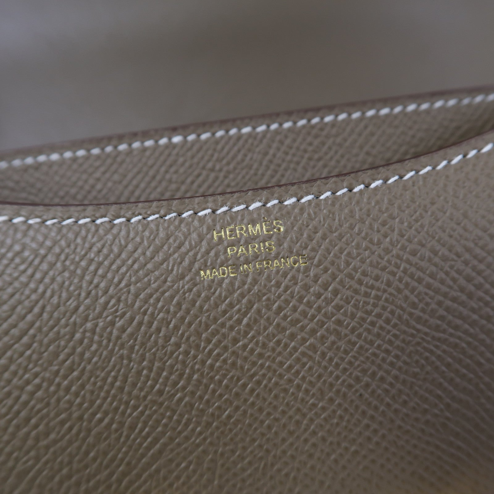 HERMES Epsom皮革Constance Mini金扣肩背袋大象灰色