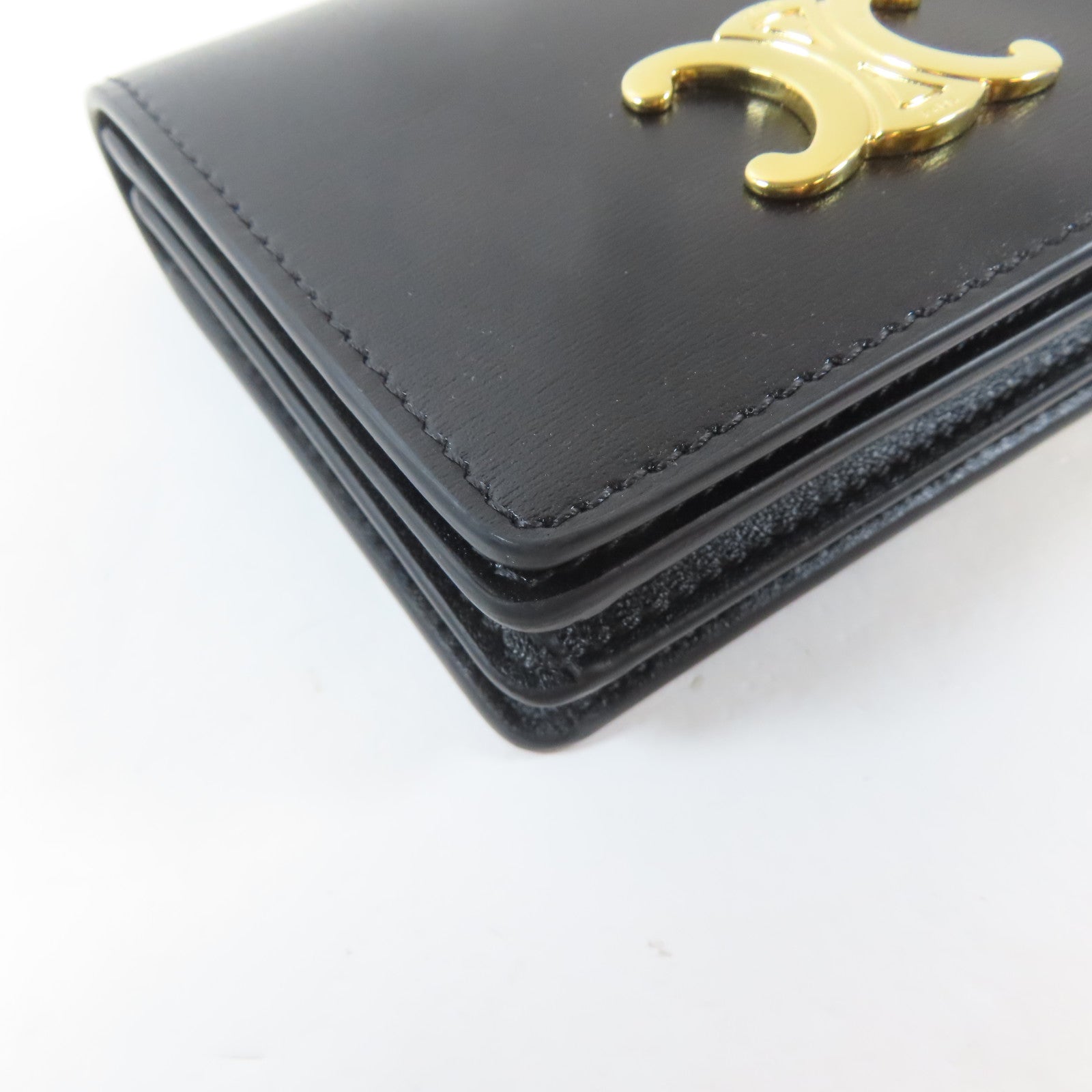 CELINE 牛皮皮革Card Case金扣卡片套黑色