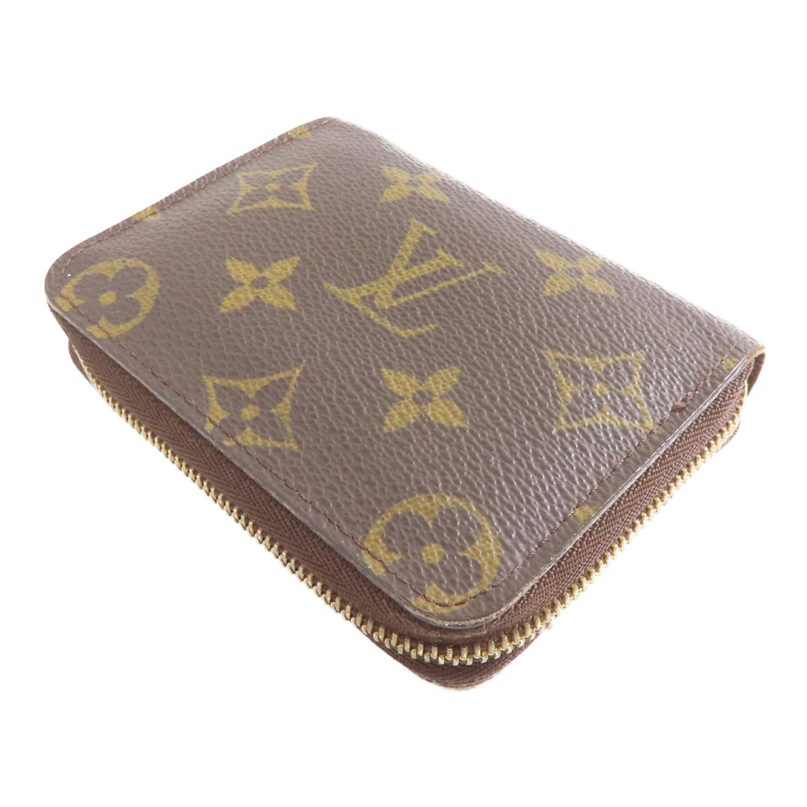 LOUIS VUITTON Monogram Zippy Coin Case金扣零錢包棕色
