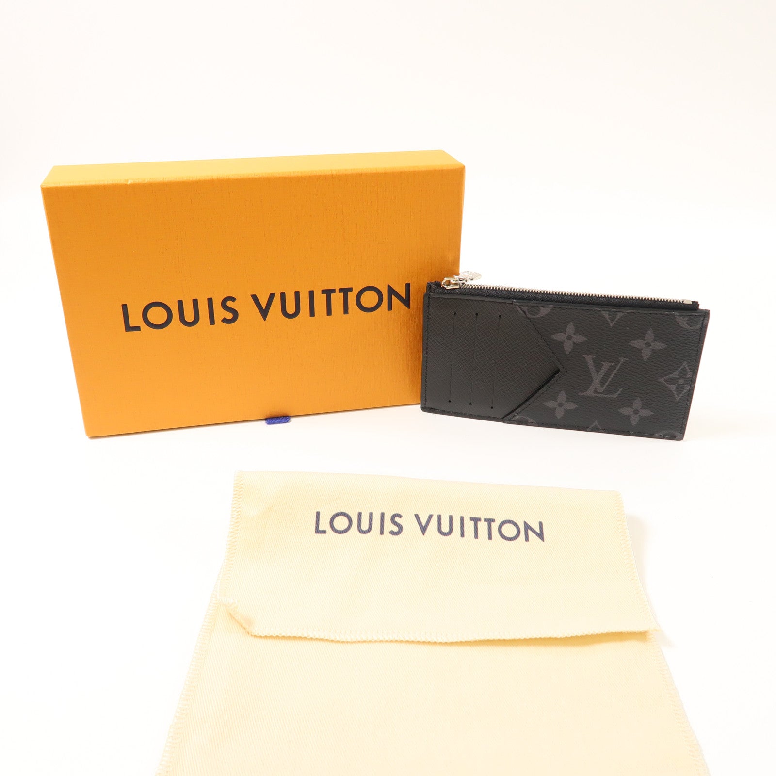 LOUIS VUITTON Monogram Eclipse/Taiga Coin Card Holder銀扣零錢包/卡片套
