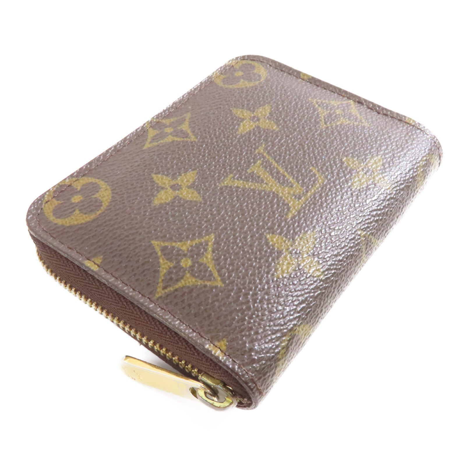LOUIS VUITTON Monogram Zippy Coin Case金扣零錢包棕色