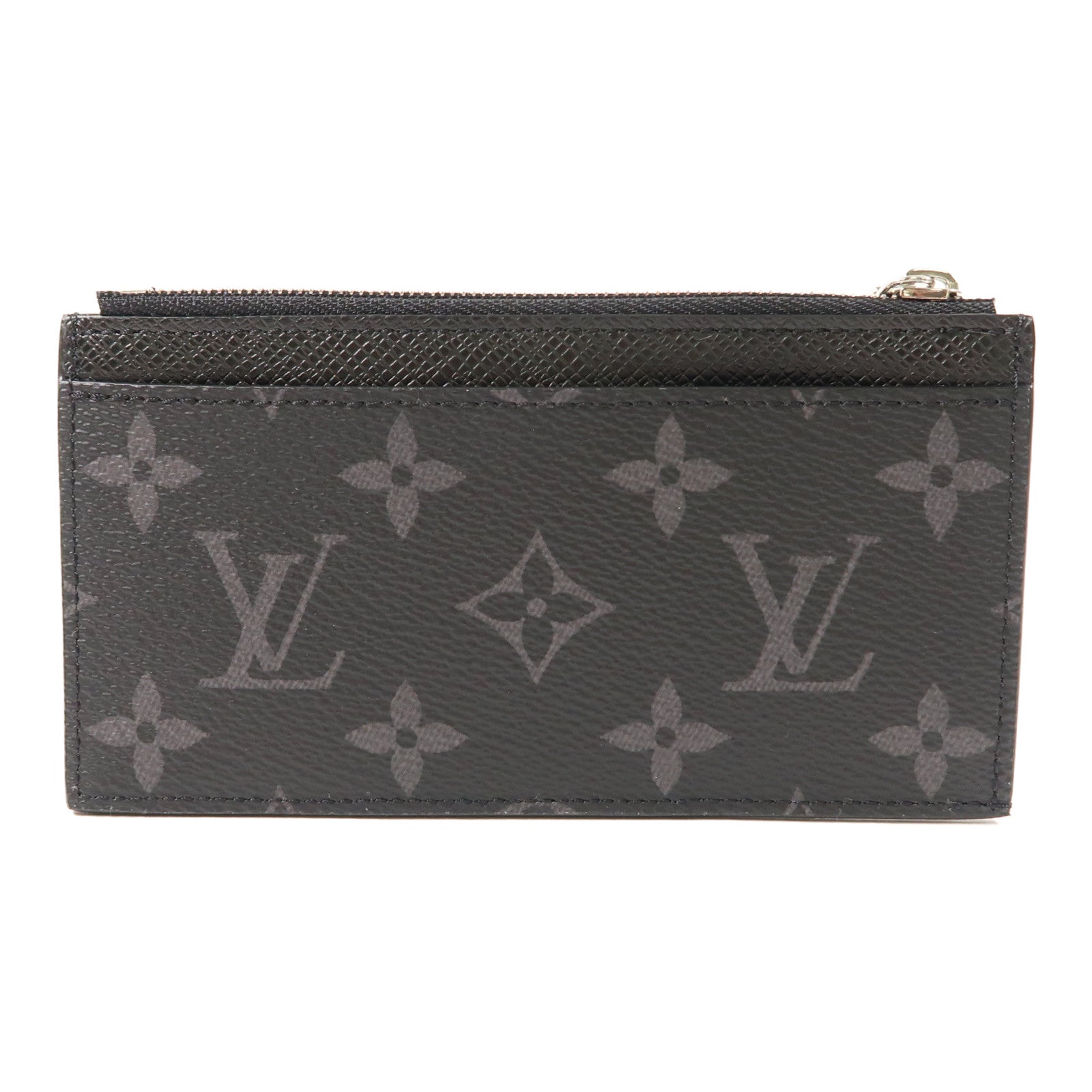 LOUIS VUITTON Monogram Eclipse/Taiga Coin Card Holder銀扣零錢包/卡片套