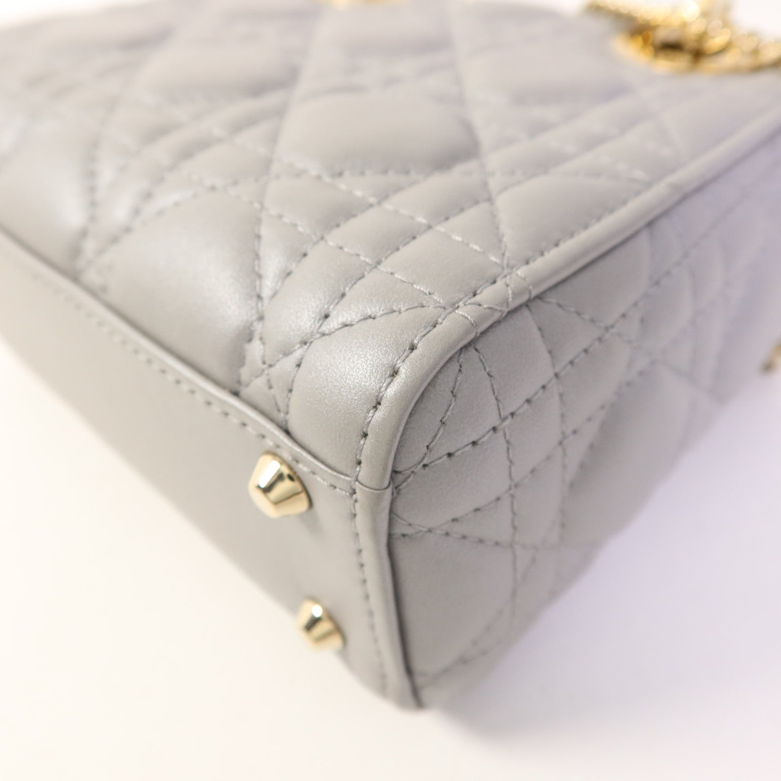 Dior 羊皮皮革Lady Dior Mini金扣手挽肩背兩用袋