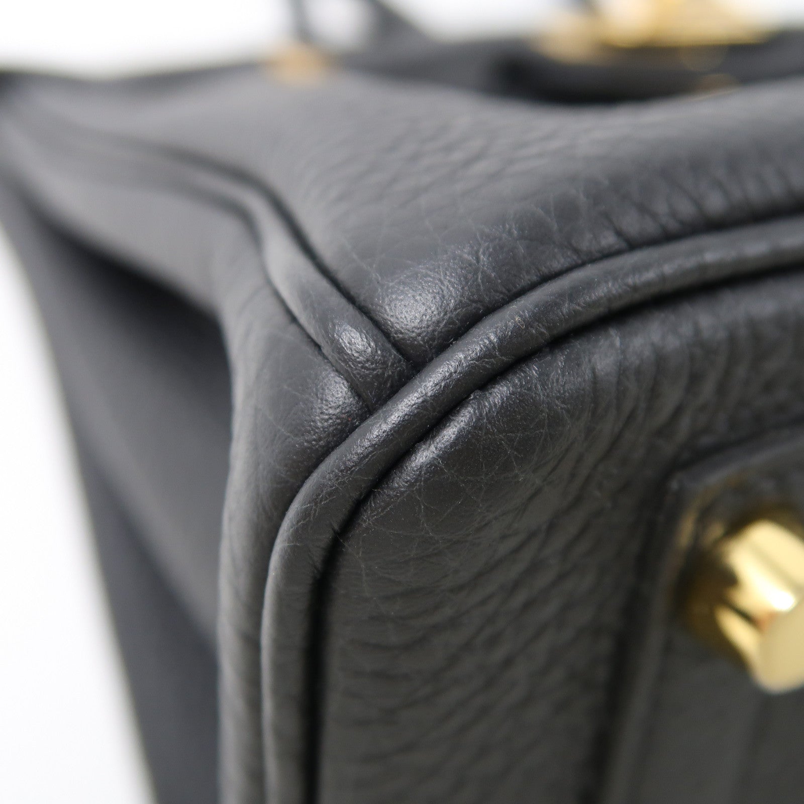 HERMES Togo皮革Birkin 25金扣手挽袋Noir/黑色