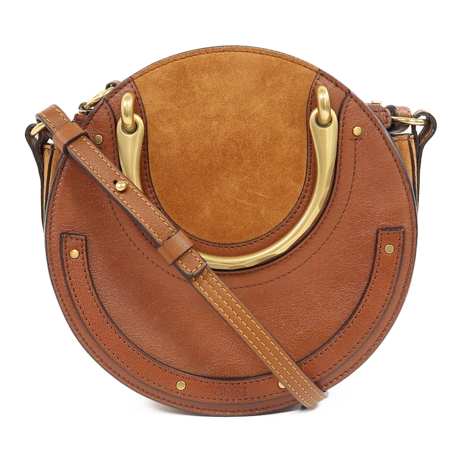 Chloe 牛皮皮革Shoulder Bag金扣肩背袋啡色