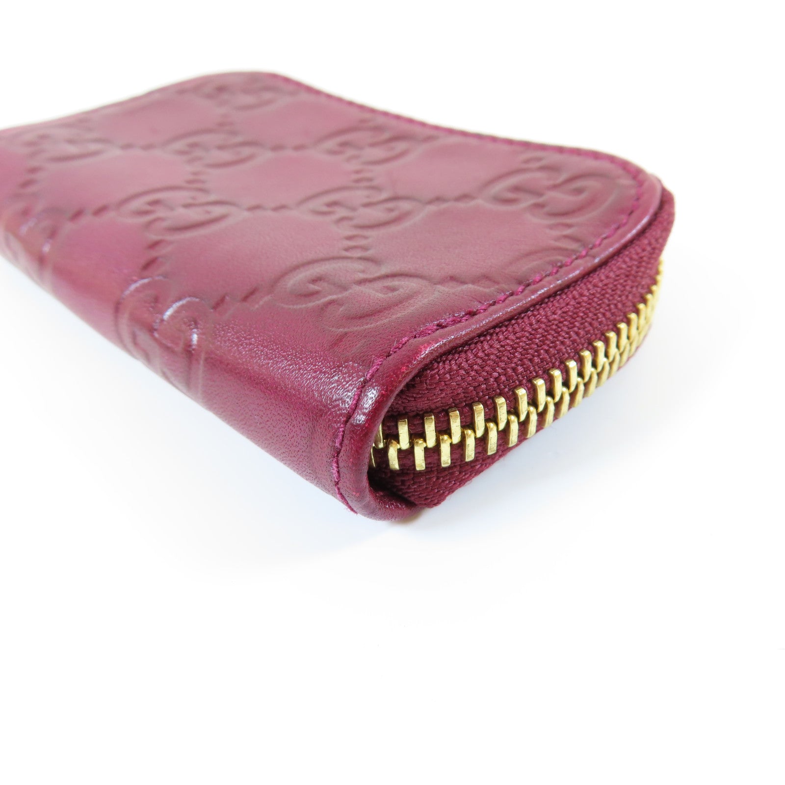 GUCCI 【激減優惠】皮革Coin Case金扣零錢包紫紅色