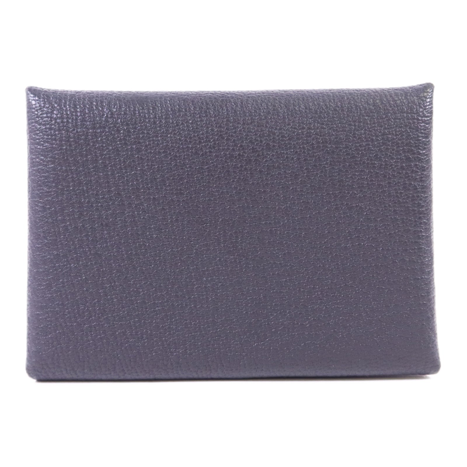 HERMES Epsom皮革Calvi Duo銀扣卡片套Graphite/Bleu Hydra