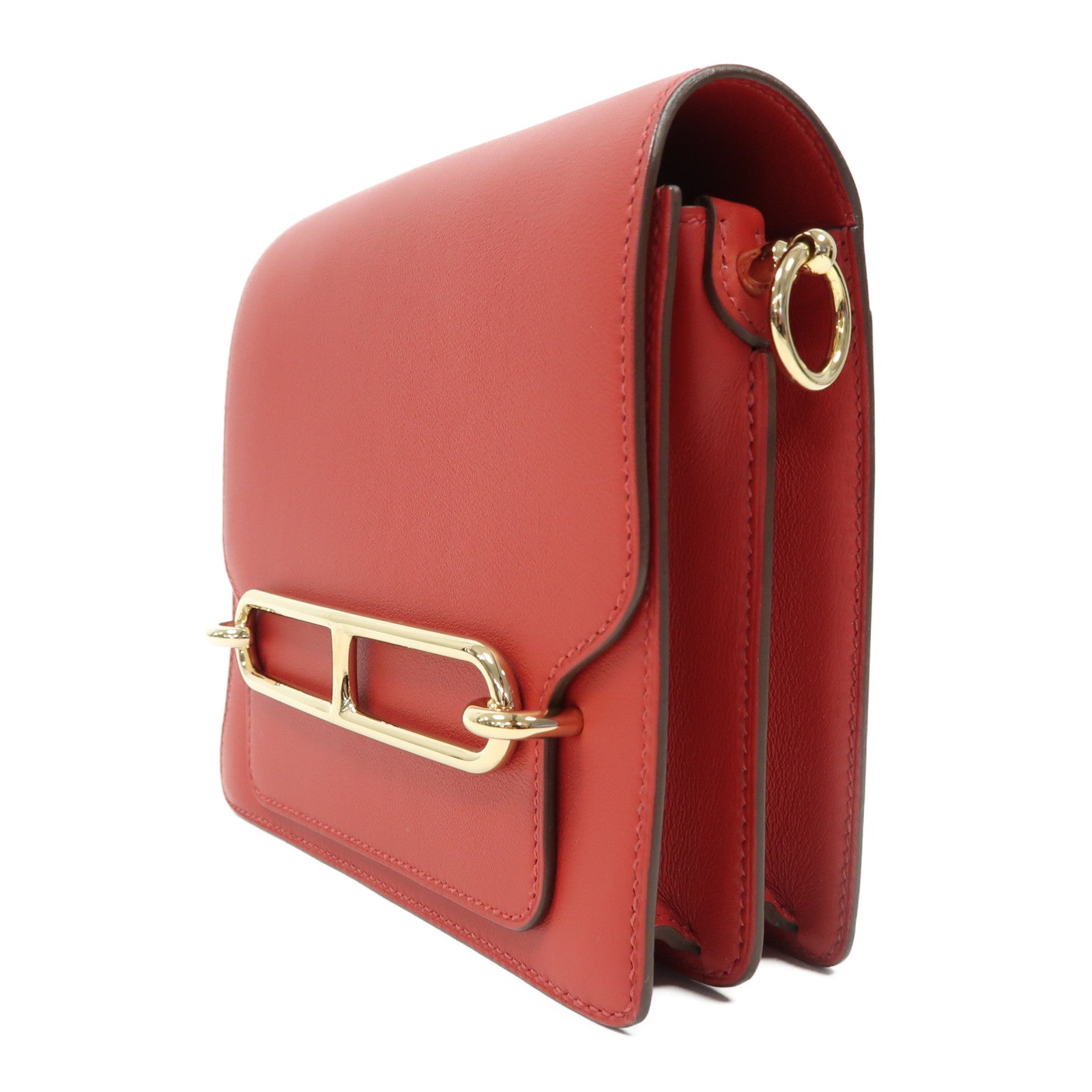 HERMES Swift皮革Roulis Mini金扣肩背袋紅色