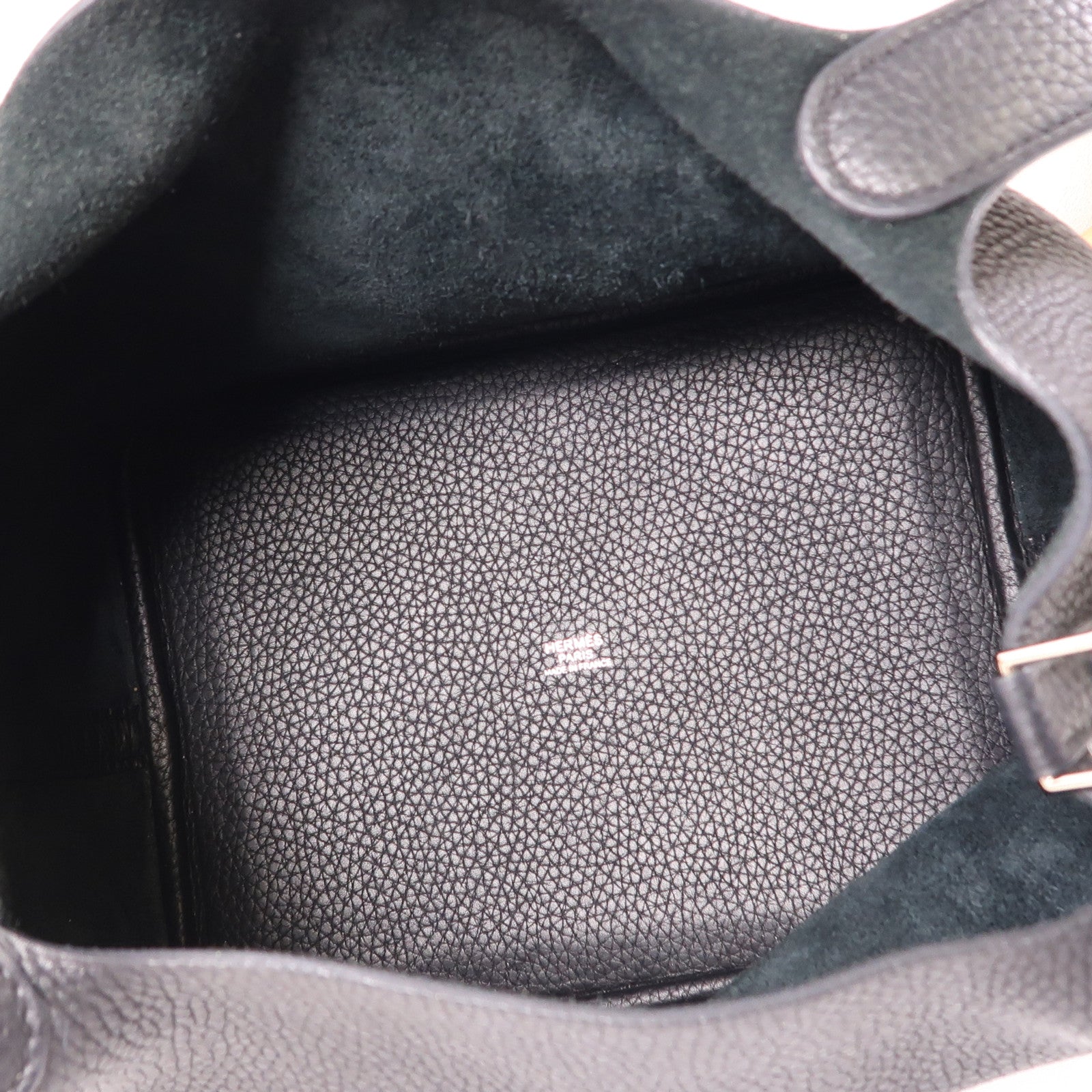 HERMES Clemence皮革Picotin MM銀扣手挽袋Noir