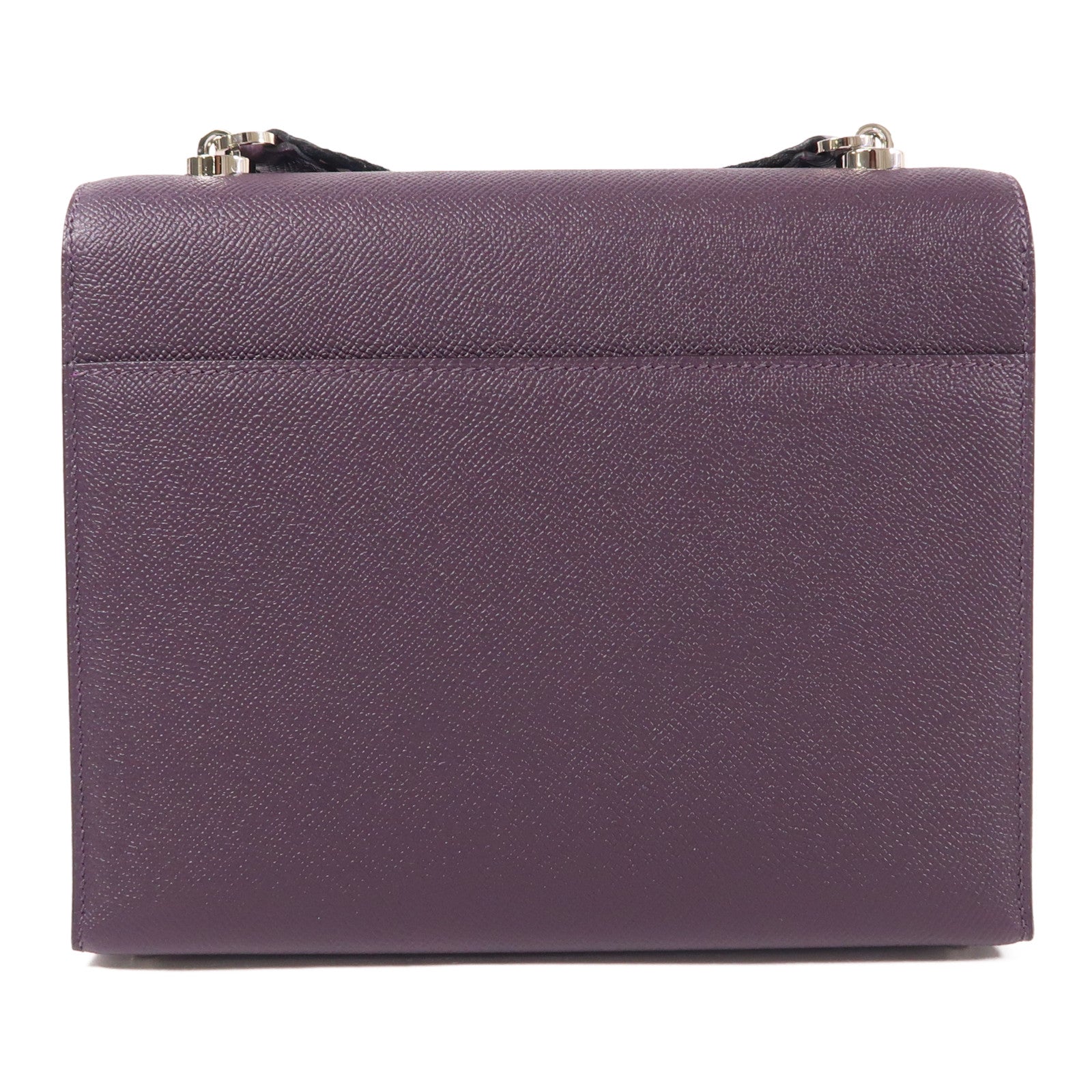 HERMES Epsom皮革Verrou 23銀扣肩背袋Cassis