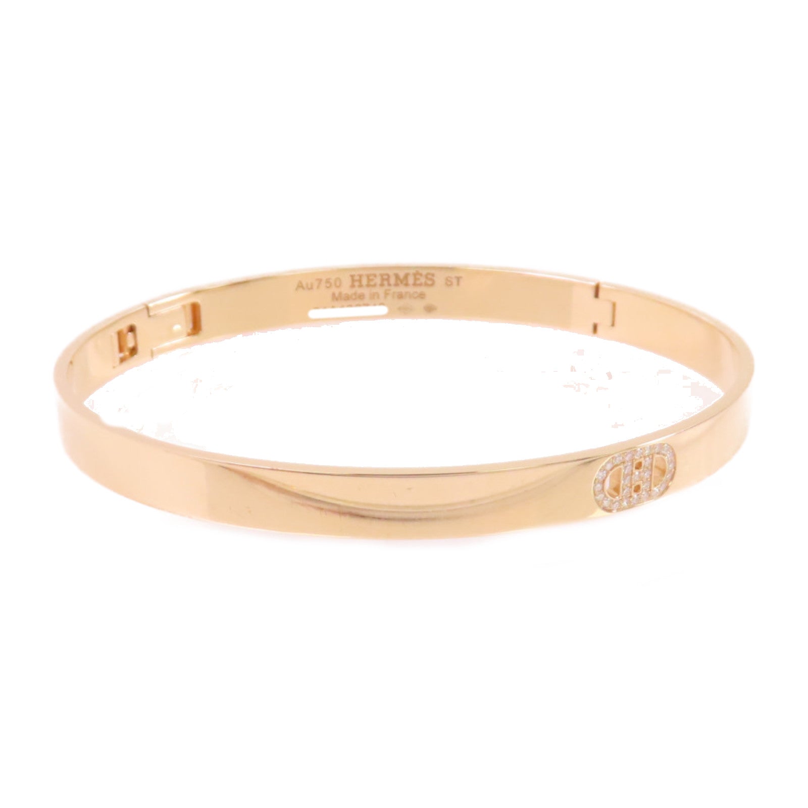 HERMES 18K玫瑰金H D'ANCRE Diamond Bracelet 0.07ct鑽石手鏈