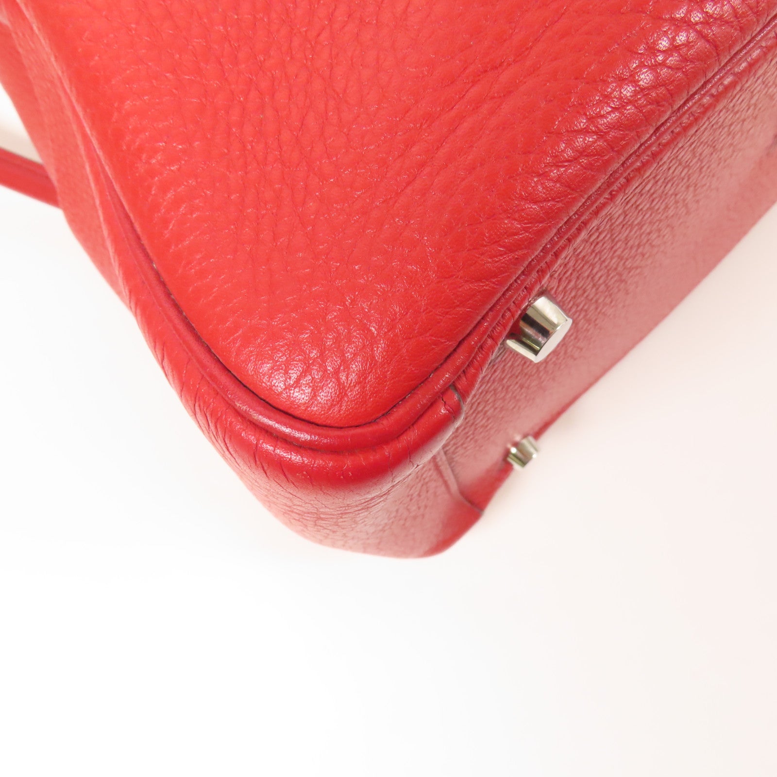 HERMES Clemence皮革Lindy 30銀扣手挽肩背兩用袋Rouge Casaque