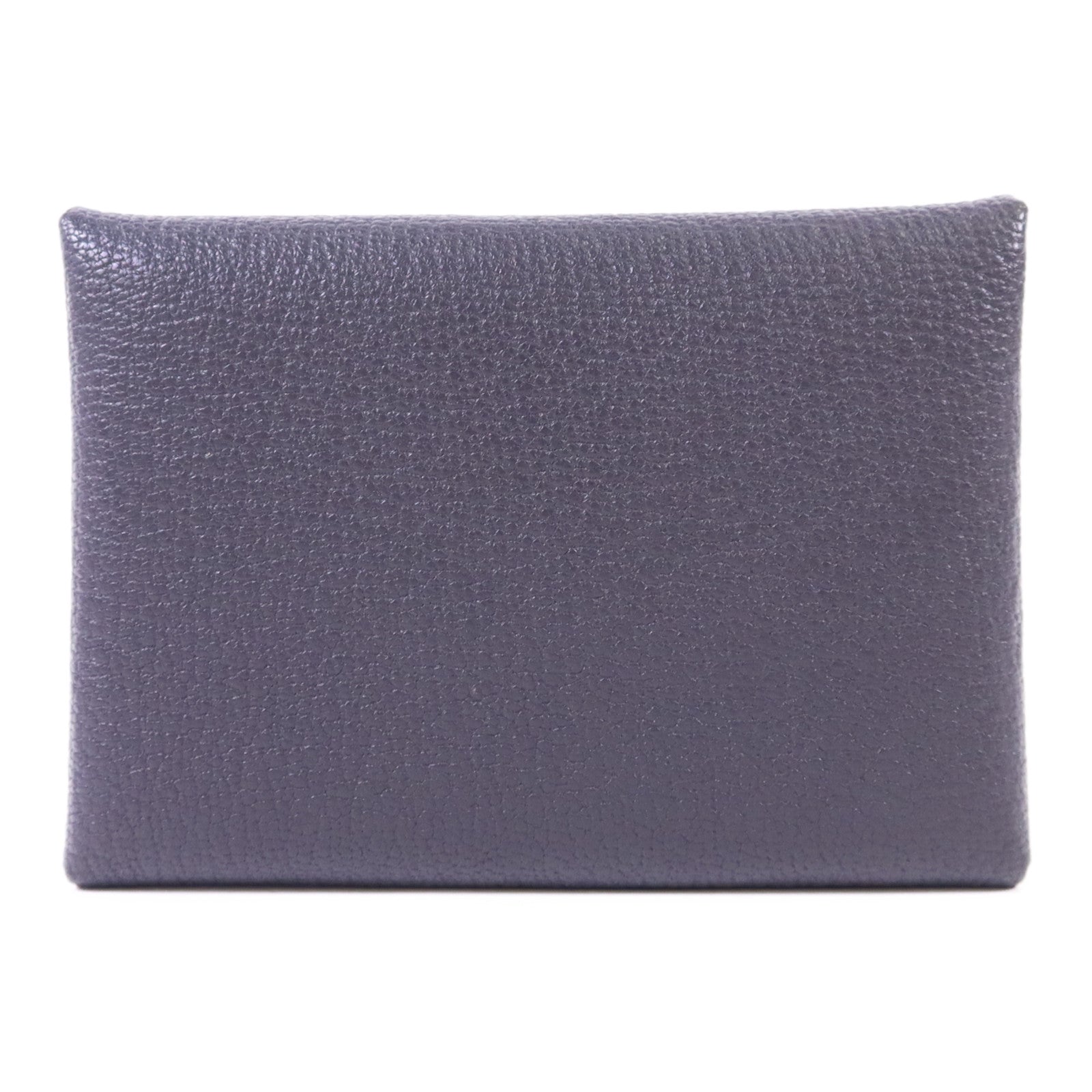 HERMES Epsom皮革Calvi Duo銀扣卡片套Graphite/Bleu Hydra