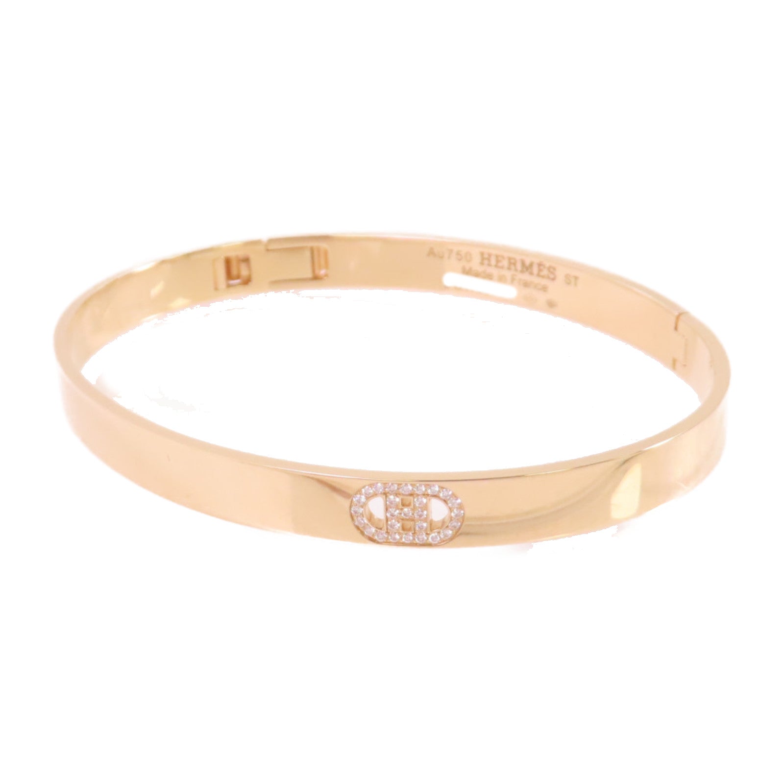 HERMES 18K玫瑰金H D'ANCRE Diamond Bracelet 0.07ct鑽石手鏈
