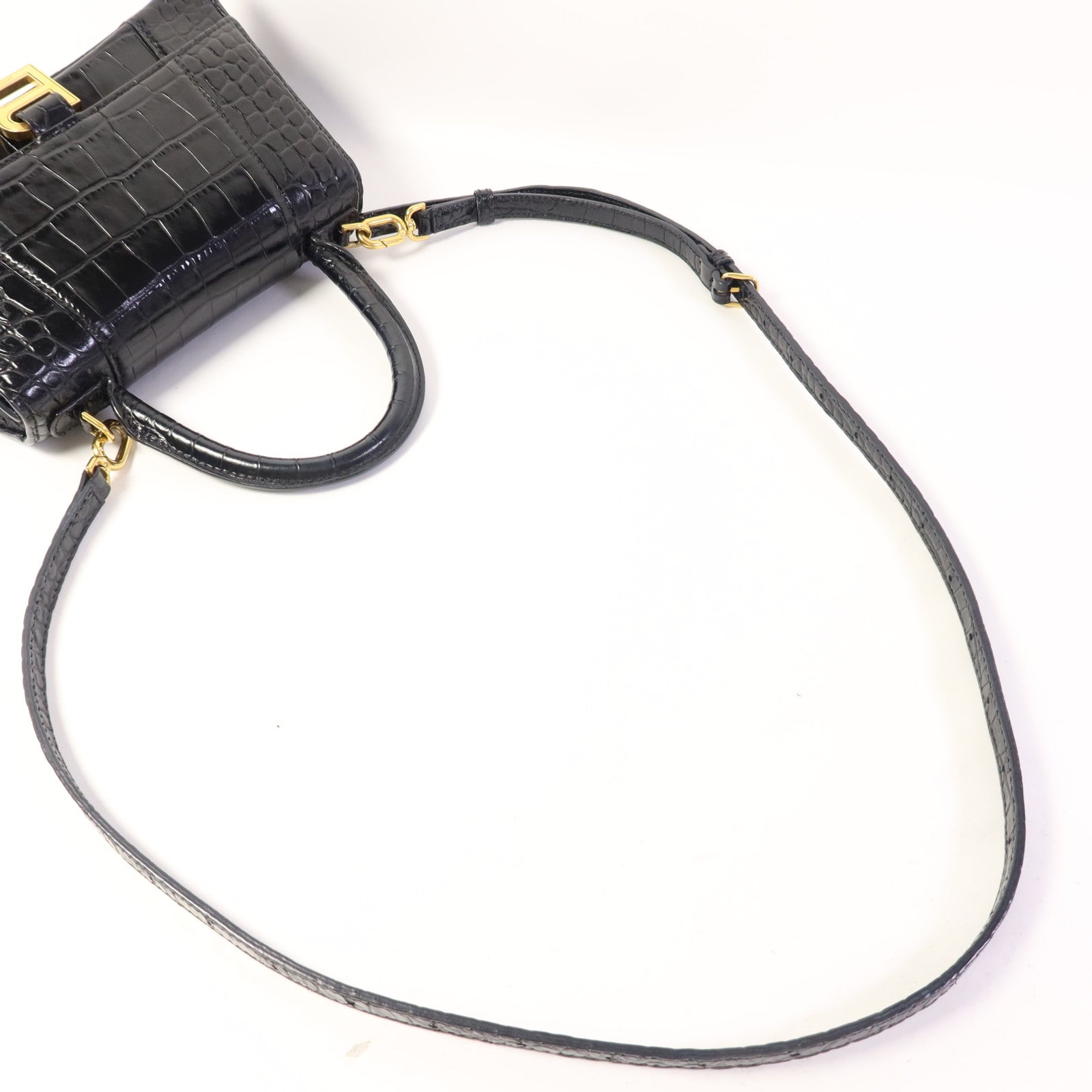 BALENCIAGA 【激減優惠】牛皮皮革Hourglass金扣手挽肩背兩用袋