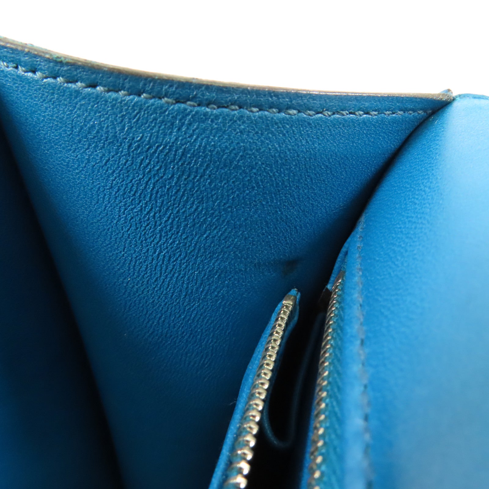 HERMES PHW Constance 24 Shoulder Bag Veau Epsom Leather Stamp R 1P Colvert Blue