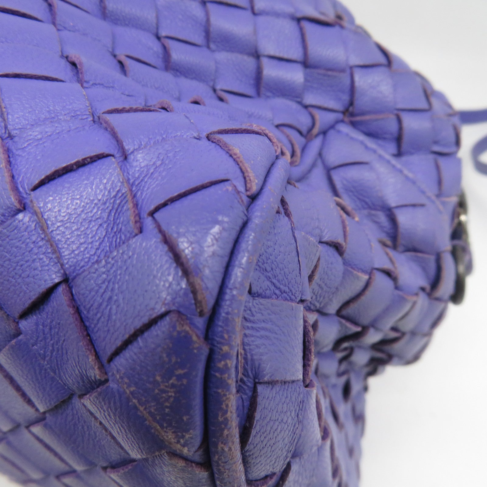 BOTTEGA VENETA 【清倉大減價】牛皮皮革2 Way Shoulder銀扣手挽肩背兩用袋紫色