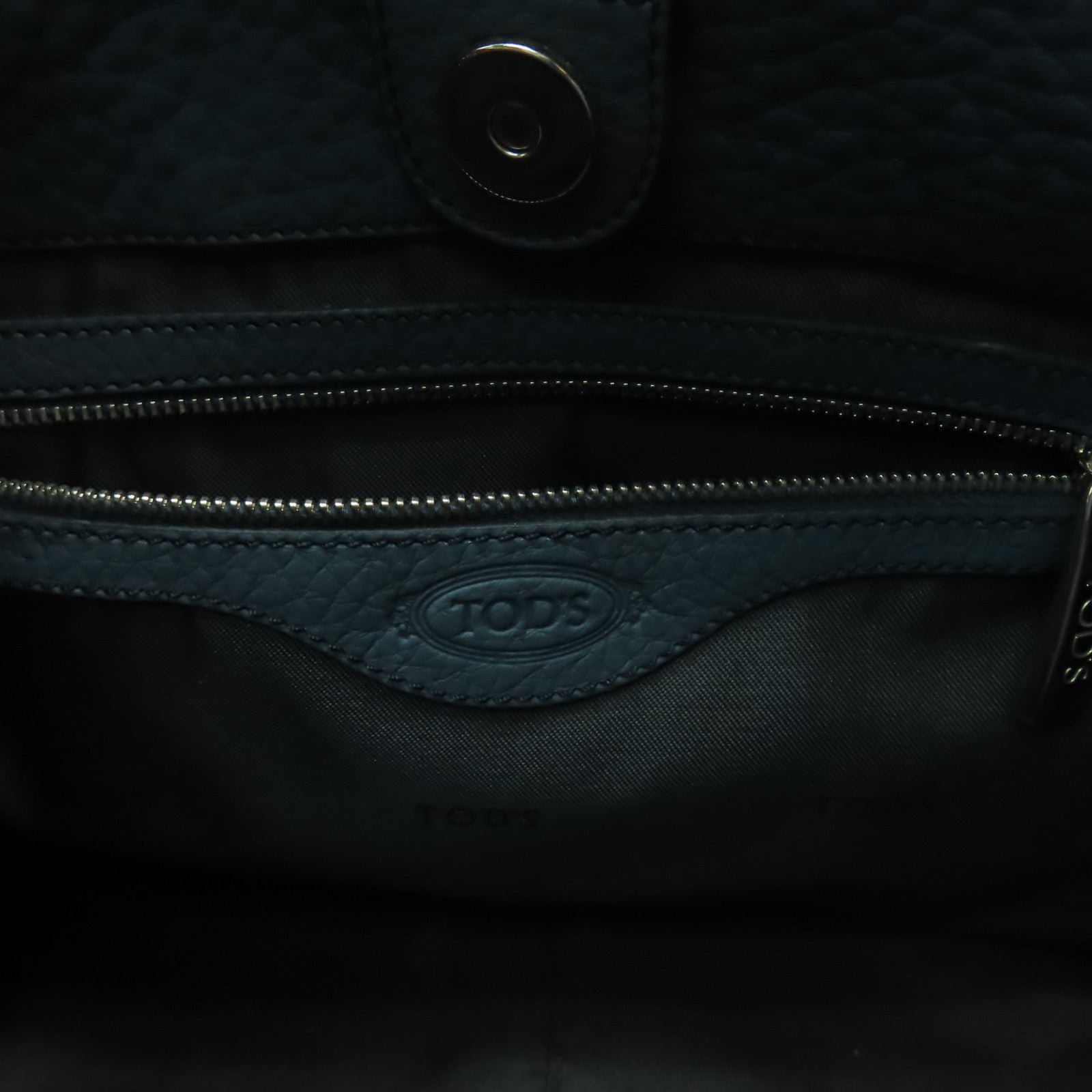 TOD’S 【清倉大減價】牛皮皮革2 Way Shoulder Bag銀扣手挽肩背兩用袋藍色