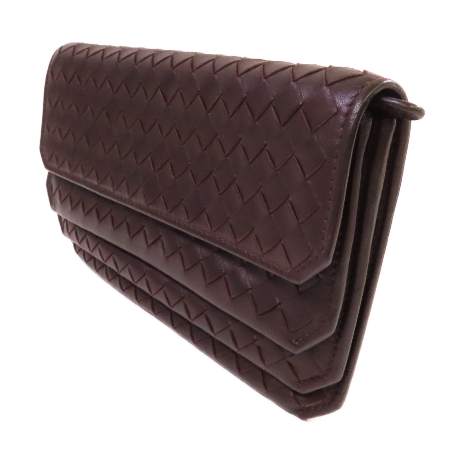 BOTTEGA VENETA 織紋皮革Long Wallet長錢包啡色