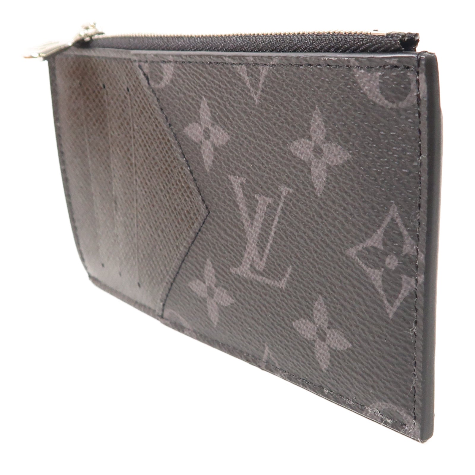LOUIS VUITTON Monogram Eclipse/Taiga Coin Card Holder銀扣零錢包/卡片套