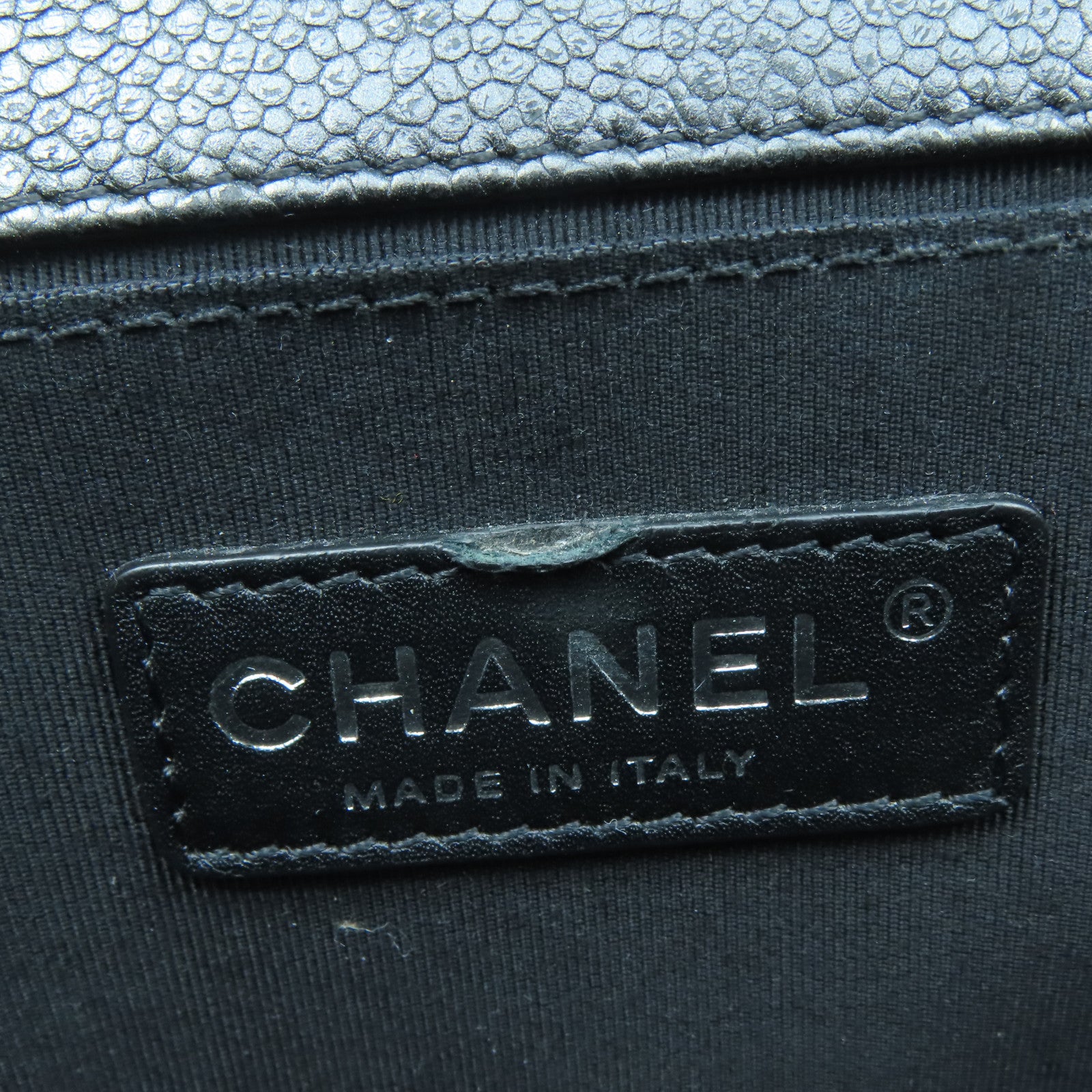 CHANEL Rhombus Leather/Canvas Boy Shoulder Bag Silver Buckle Chain Shoulder Bag Black/White