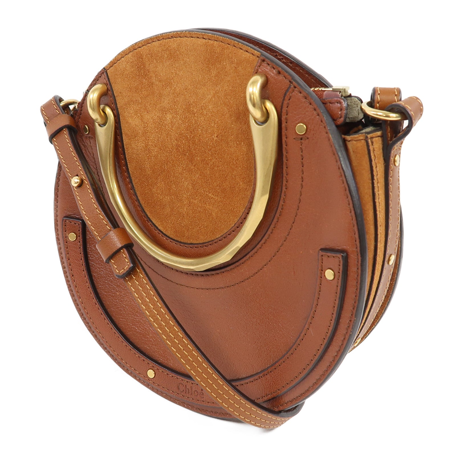 Chloe 牛皮皮革Shoulder Bag金扣肩背袋啡色