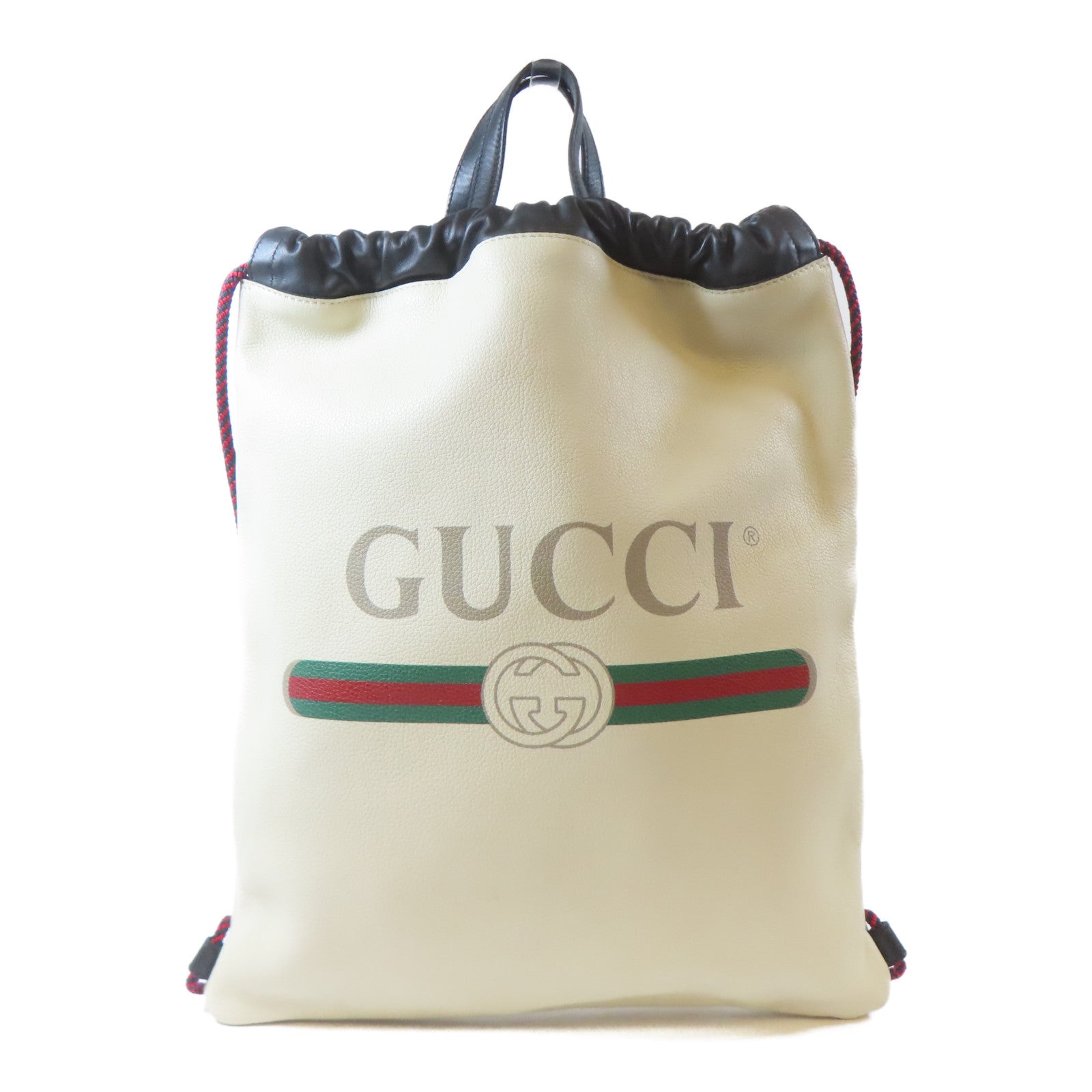 GUCCI 皮革Drawstring Backpack背包米白色