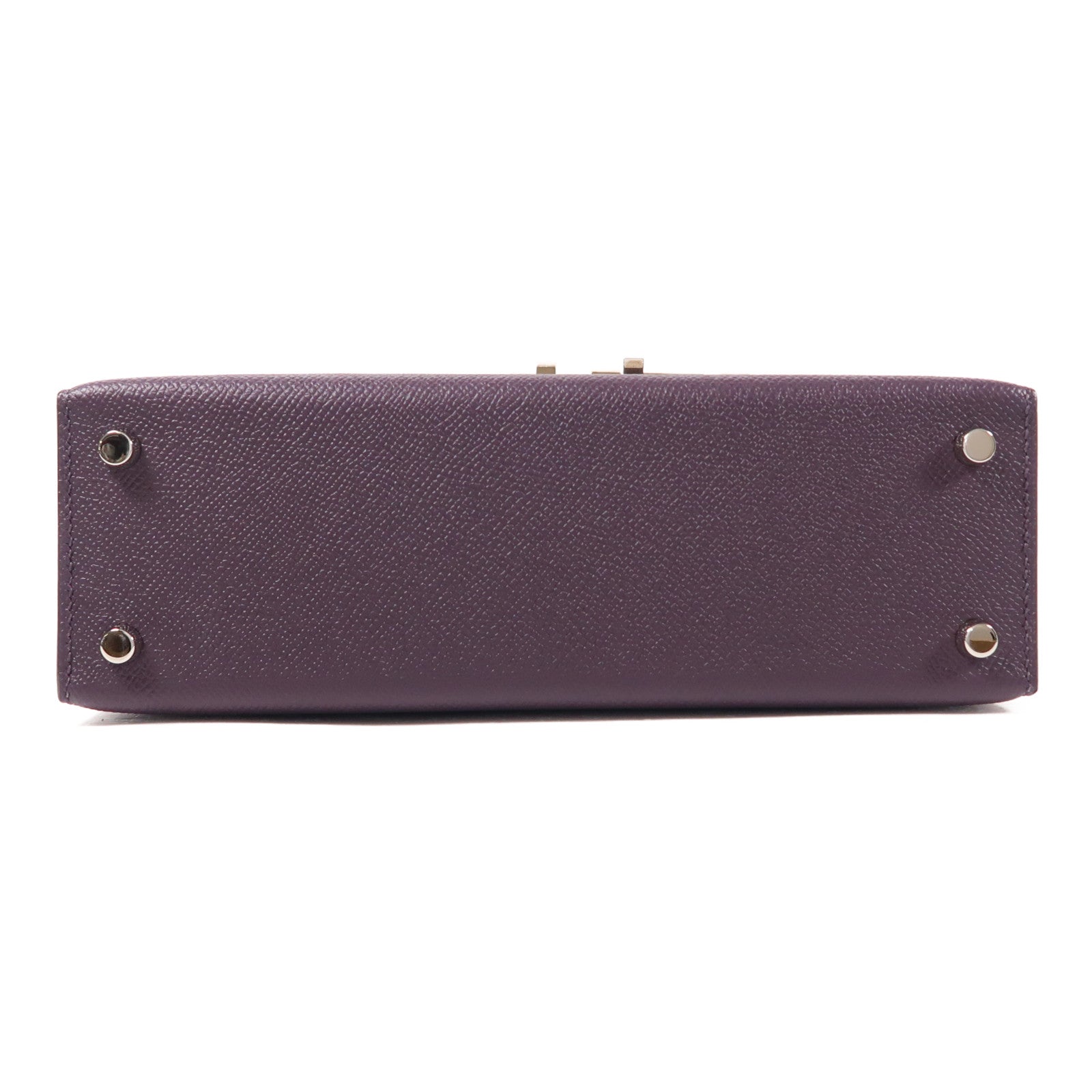 HERMES Epsom皮革Verrou 23銀扣肩背袋Cassis