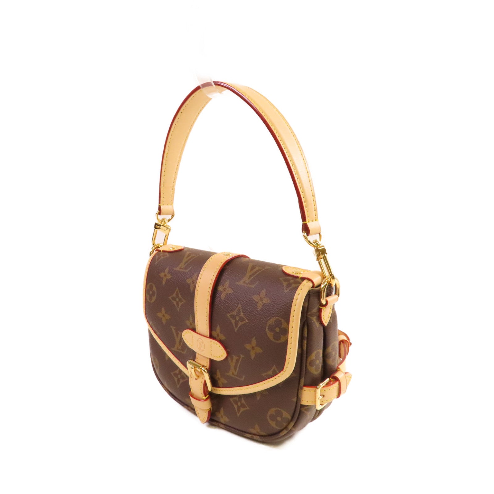 LOUIS VUITTON Monogram Saumur BB 2Way Shoulder Bag金扣手挽肩背兩用袋啡色