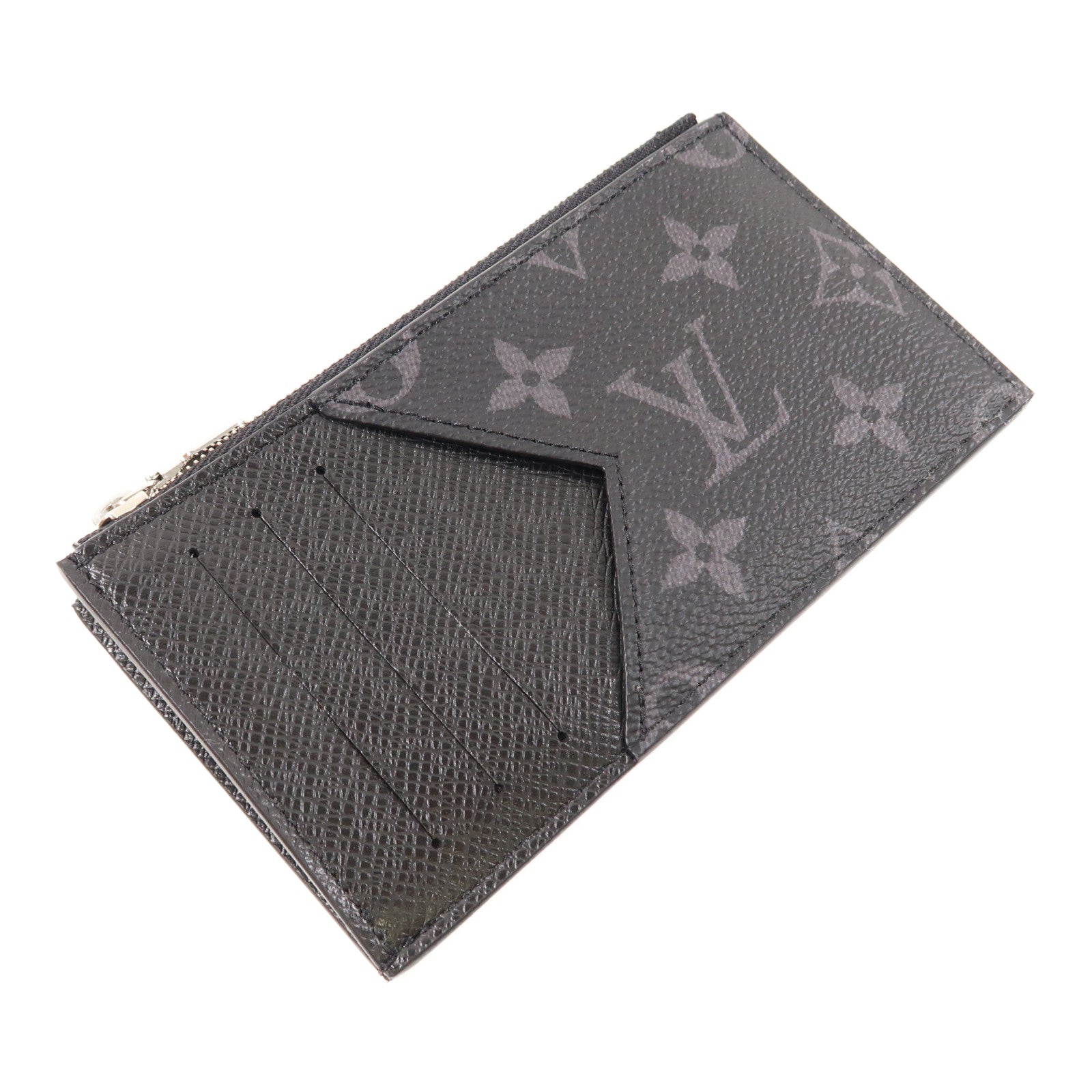 LOUIS VUITTON Monogram Eclipse/Taiga Coin Card Holder銀扣零錢包/卡片套