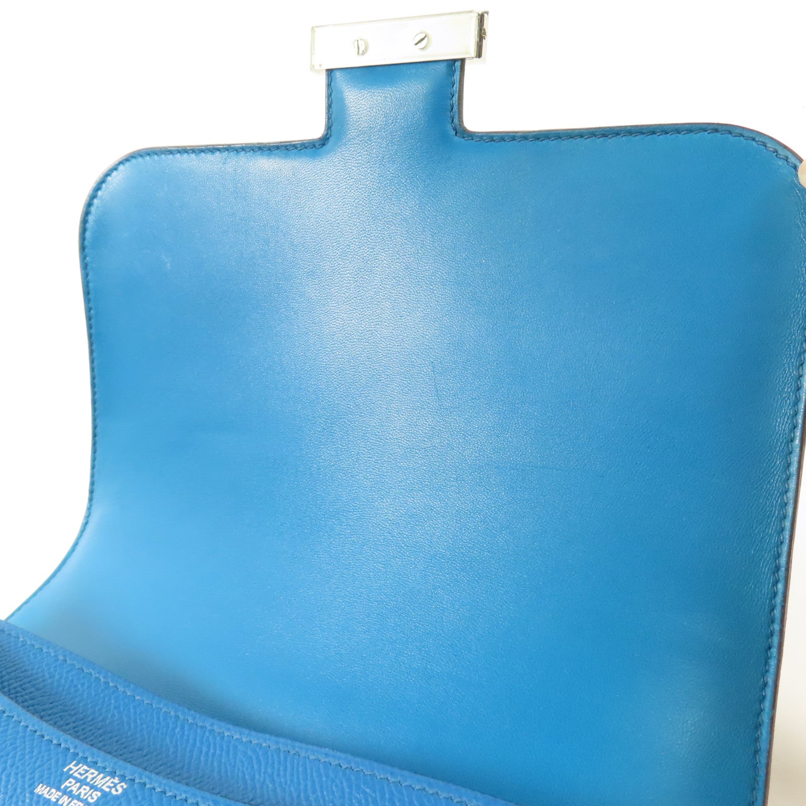 HERMES PHW Constance 24 Shoulder Bag Veau Epsom Leather Stamp R 1P Colvert Blue
