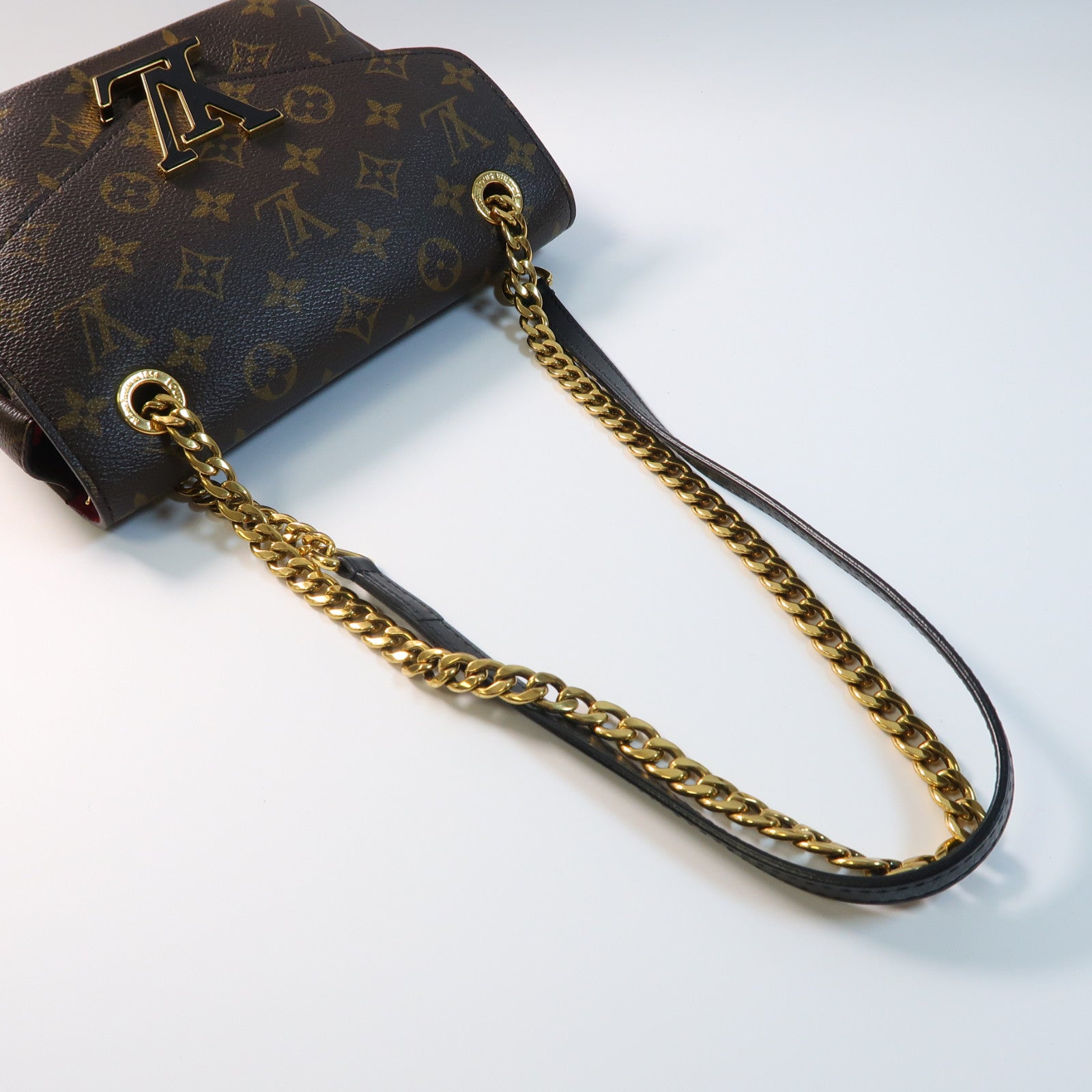 LOUIS VUITTON Monogram Passy金扣鏈帶肩背袋啡色