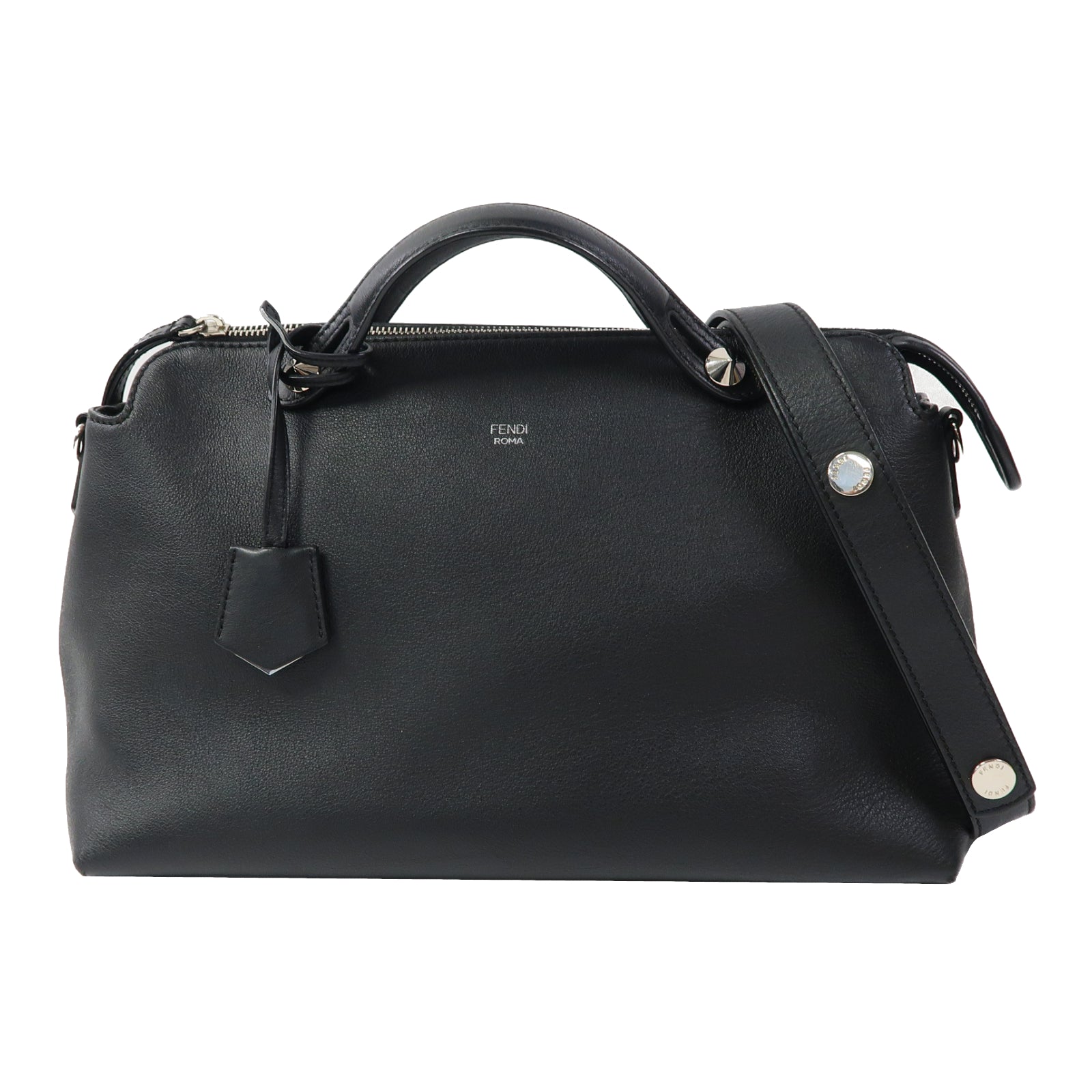 FENDI 牛皮皮革By The Way銀扣手挽肩背兩用袋黑色