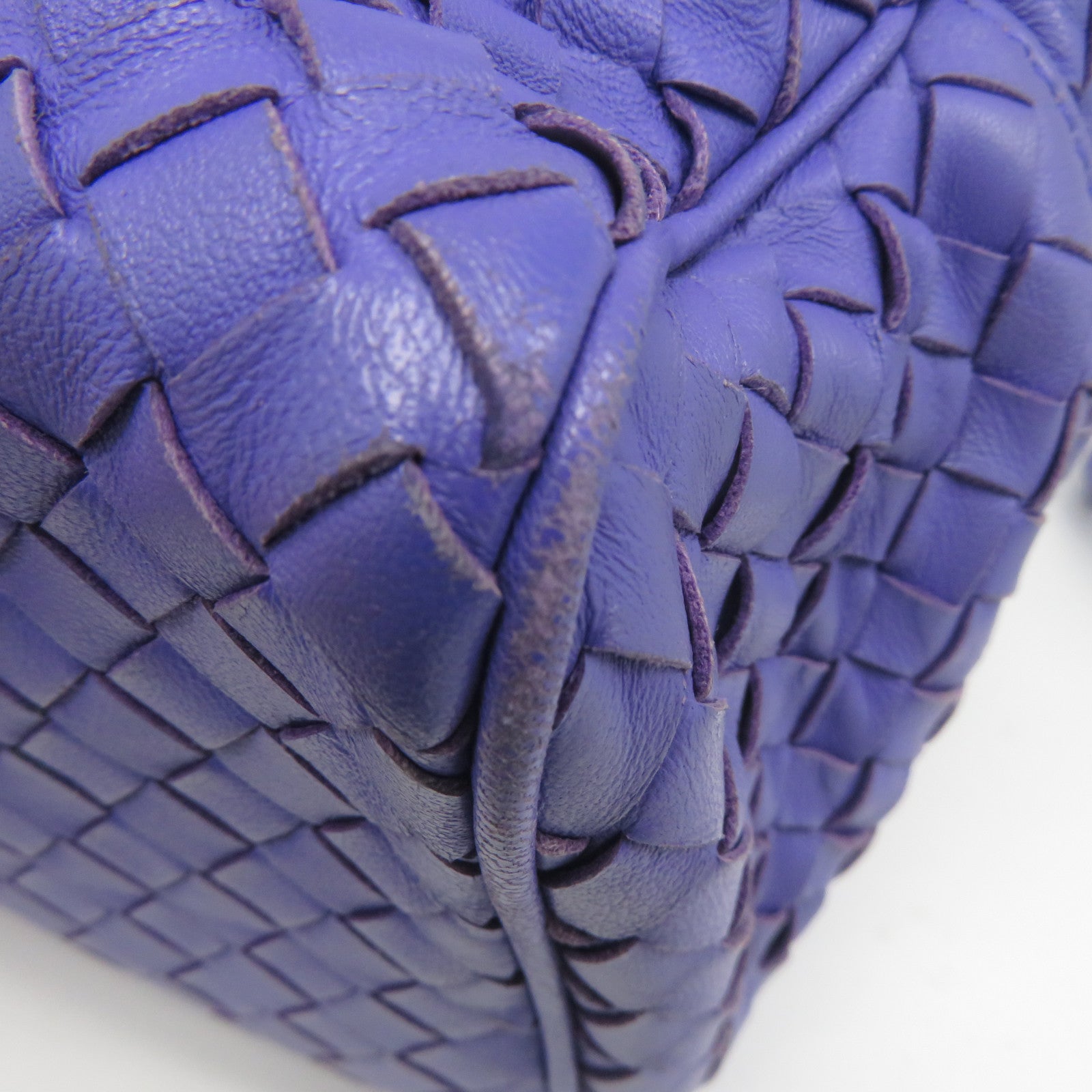 BOTTEGA VENETA 【清倉大減價】牛皮皮革2 Way Shoulder銀扣手挽肩背兩用袋紫色