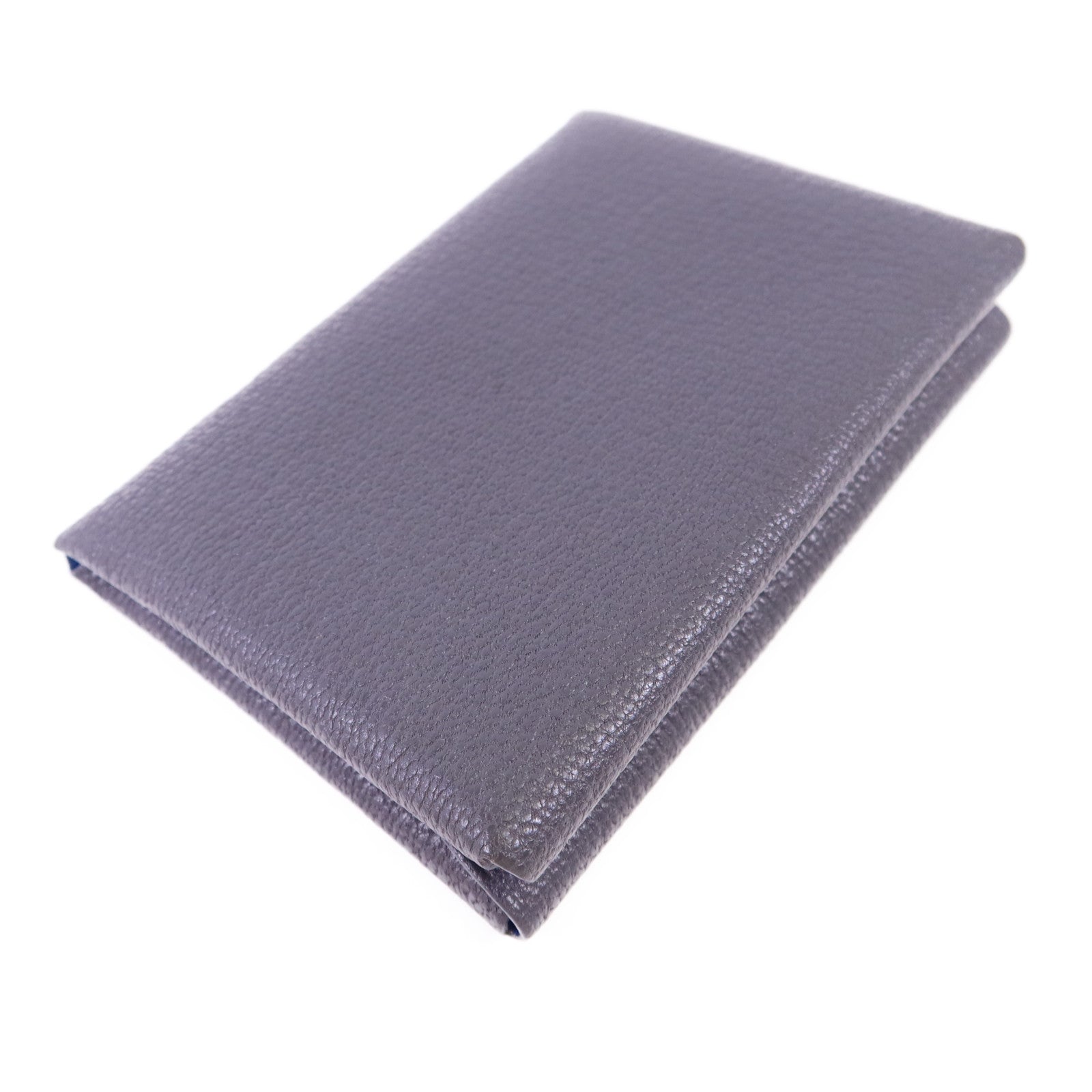 HERMES Epsom皮革Calvi Duo銀扣卡片套Graphite/Bleu Hydra