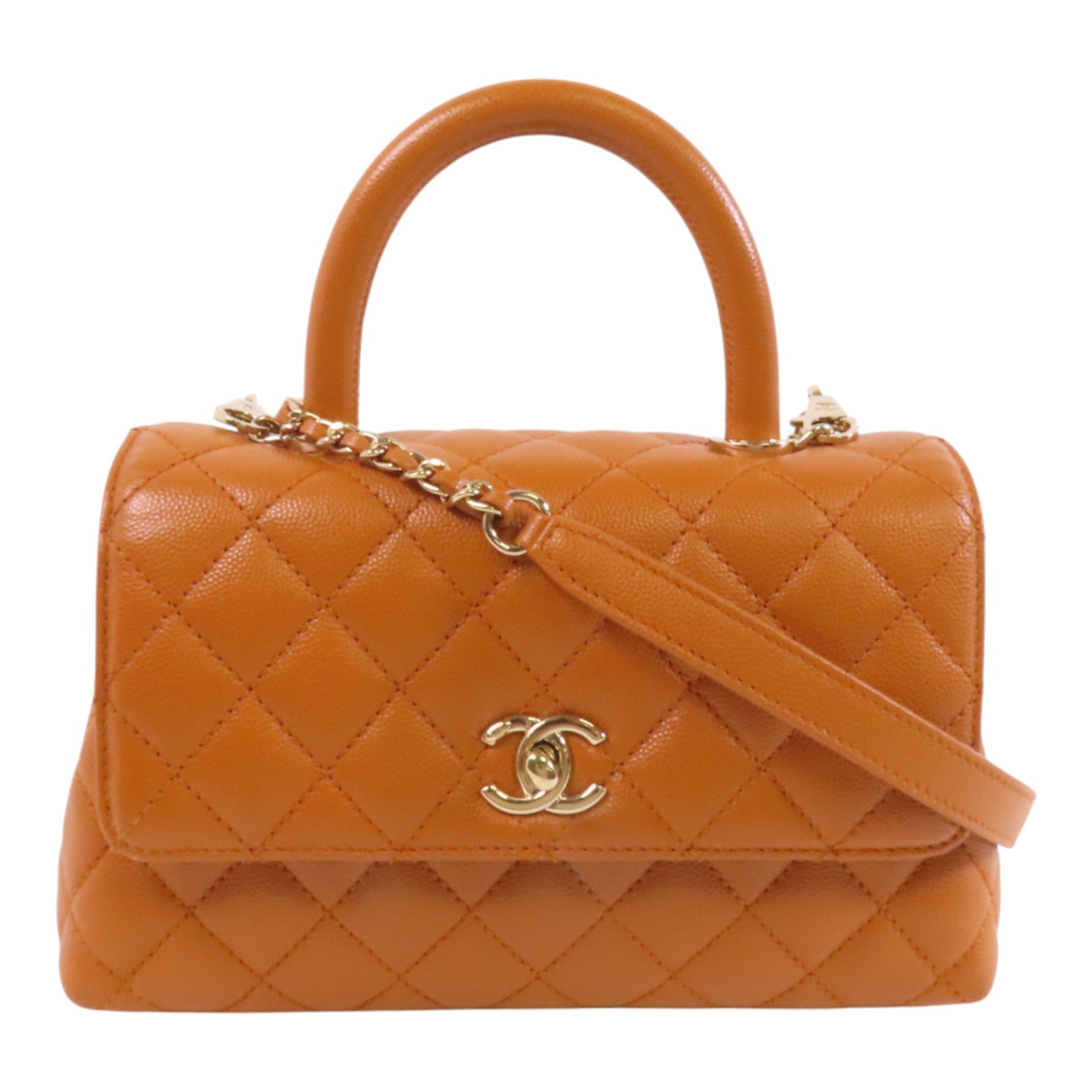 CHANEL 牛皮皮革CoCo Handle金扣手挽肩背兩用袋