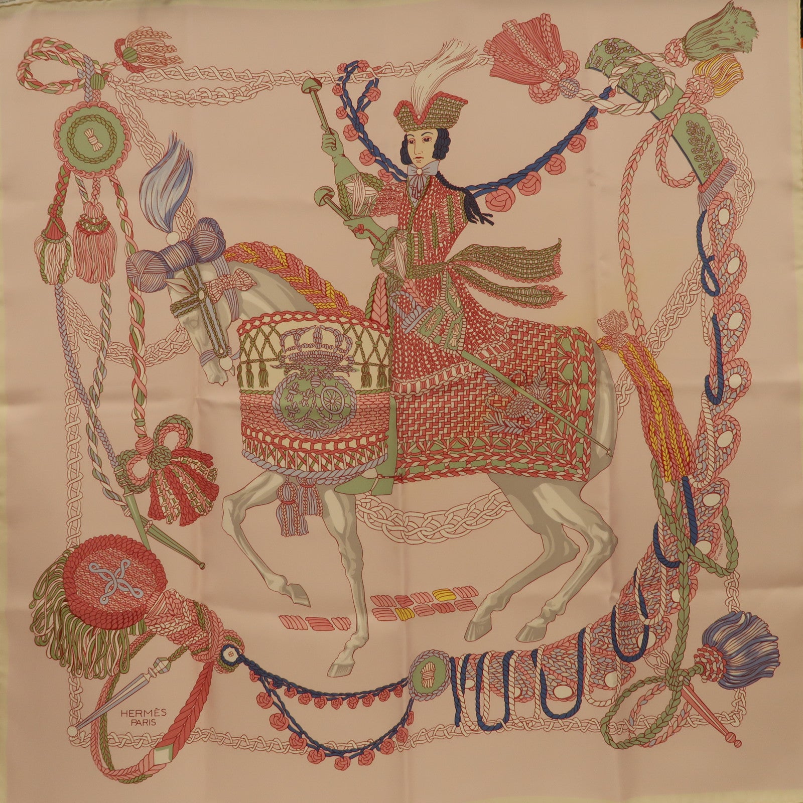 HERMES Scarf Scarves Silk Pink/Multicolor