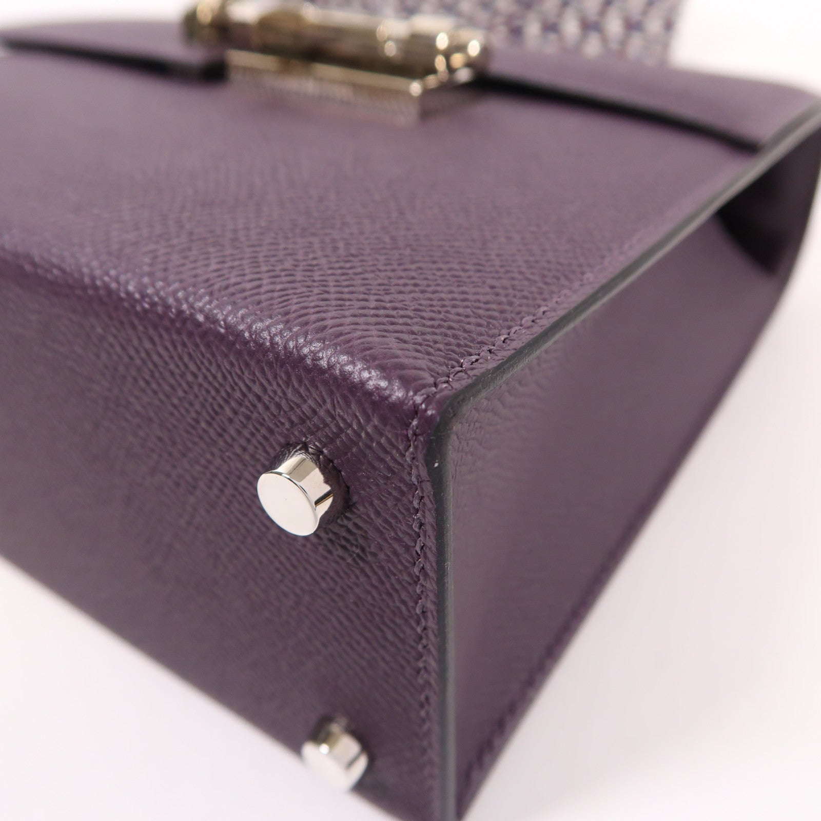 HERMES Epsom皮革Verrou 23銀扣肩背袋Cassis