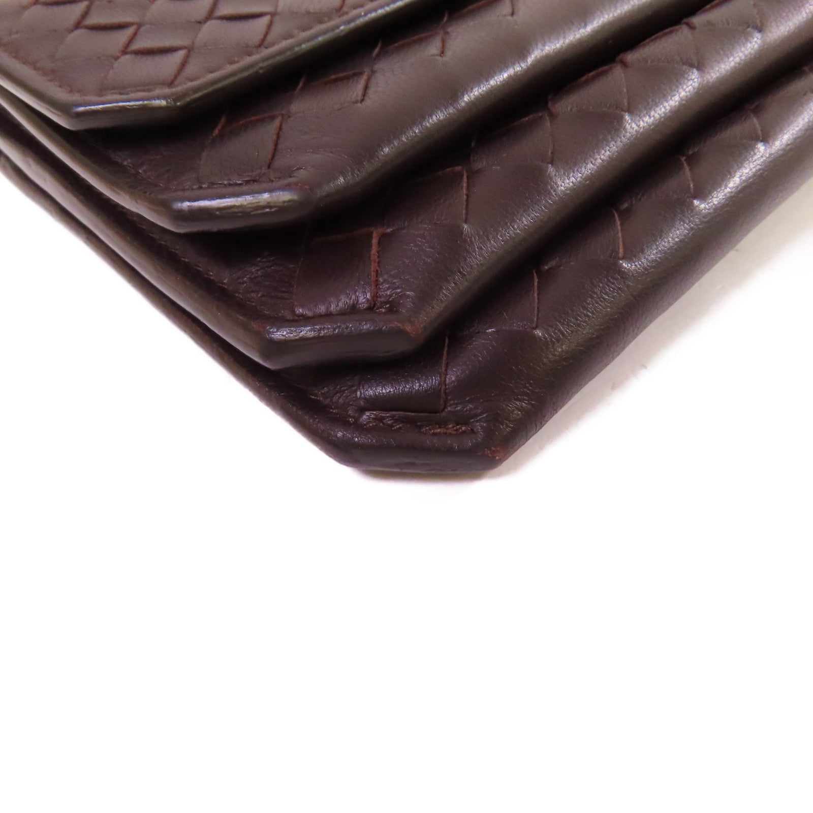 BOTTEGA VENETA 織紋皮革Long Wallet長錢包啡色