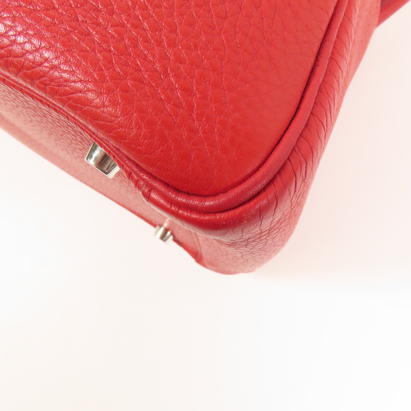 HERMES Clemence皮革Lindy 30銀扣手挽肩背兩用袋Rouge Casaque