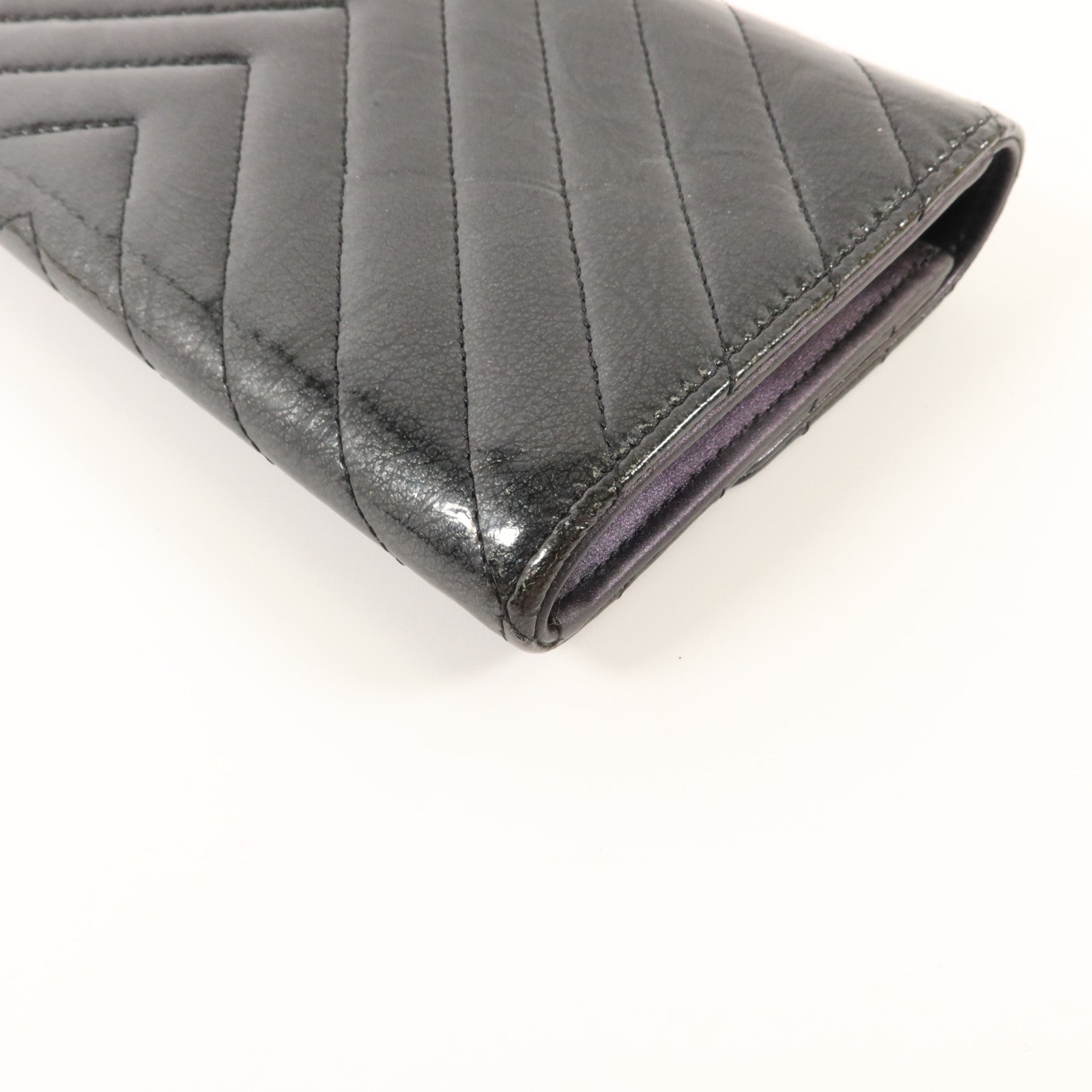 CHANEL 漆皮皮革Classic Flap Long Wallet長錢包